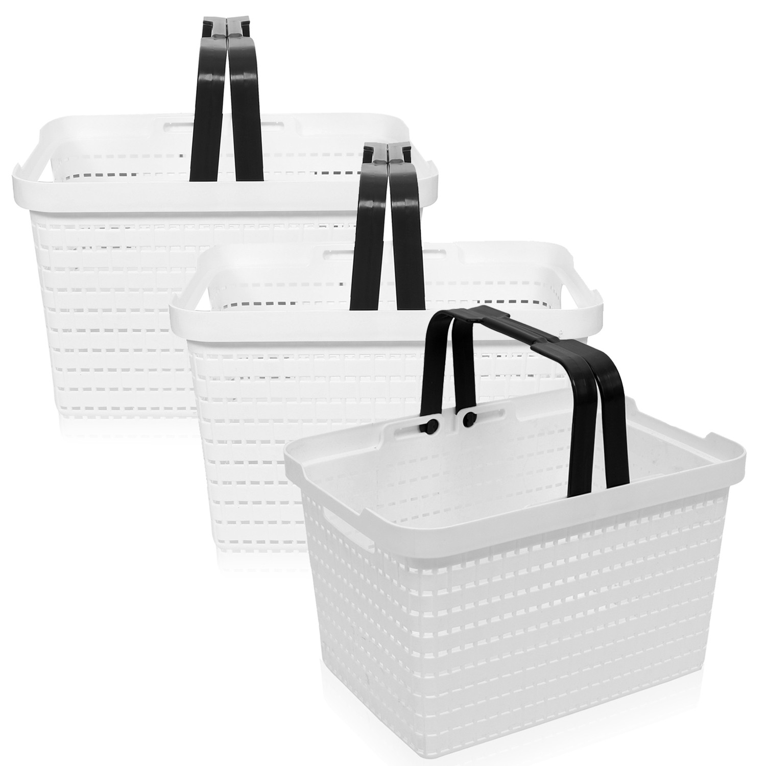 Kuber Industries Basket | Plastic Storage Basket for Fruits | Storage Basket for Picnic | Storage Basket for Kitchen | Stationery Storage Basket | FLORA-222 | White