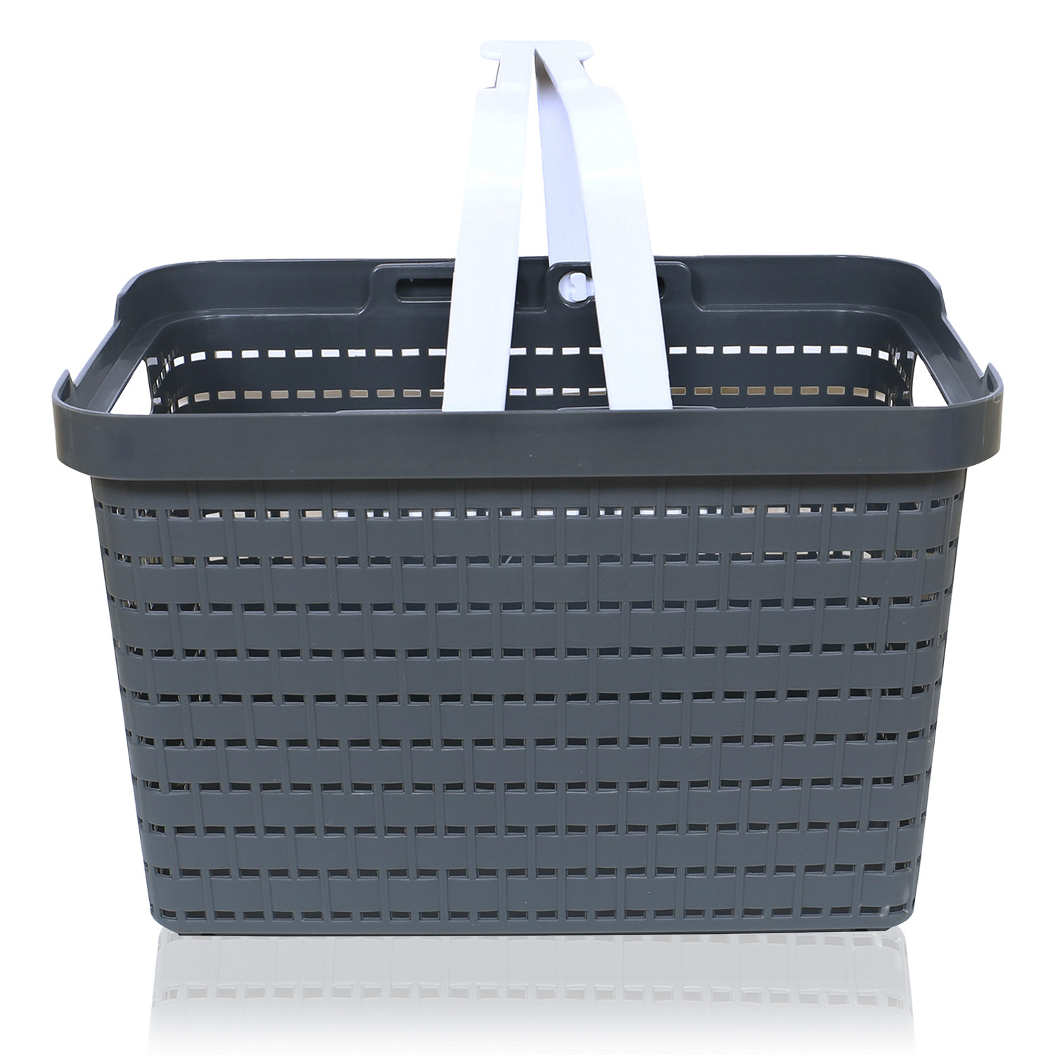 Kuber Industries Basket | Plastic Storage Basket for Fruits | Storage Basket for Picnic | Storage Basket for Kitchen | Stationery Storage Basket | FLORA-222 | Gray