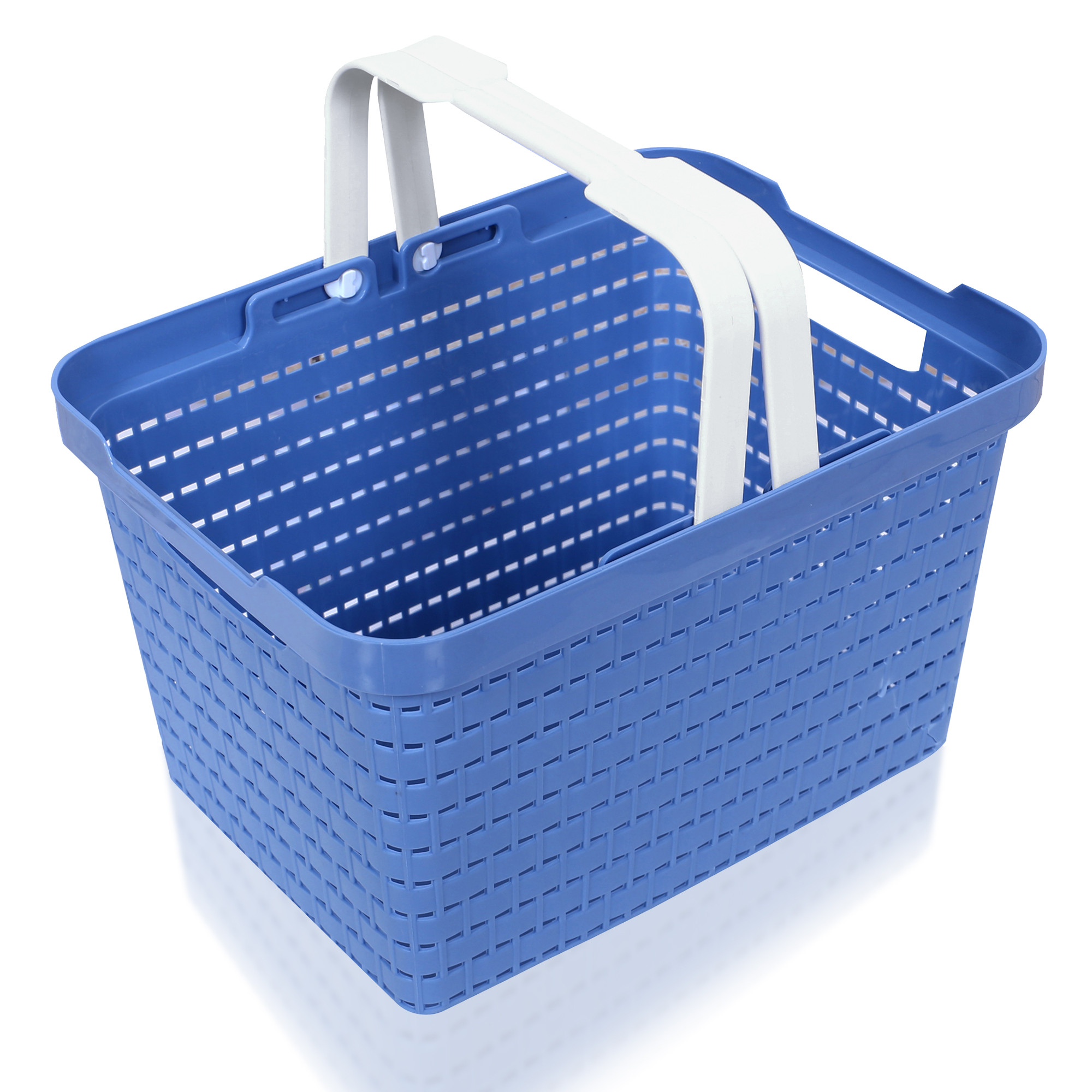 Kuber Industries Basket | Plastic Storage Basket for Fruits | Storage Basket for Picnic | Storage Basket for Kitchen | Stationery Storage Basket | FLORA-333 | Large | Blue