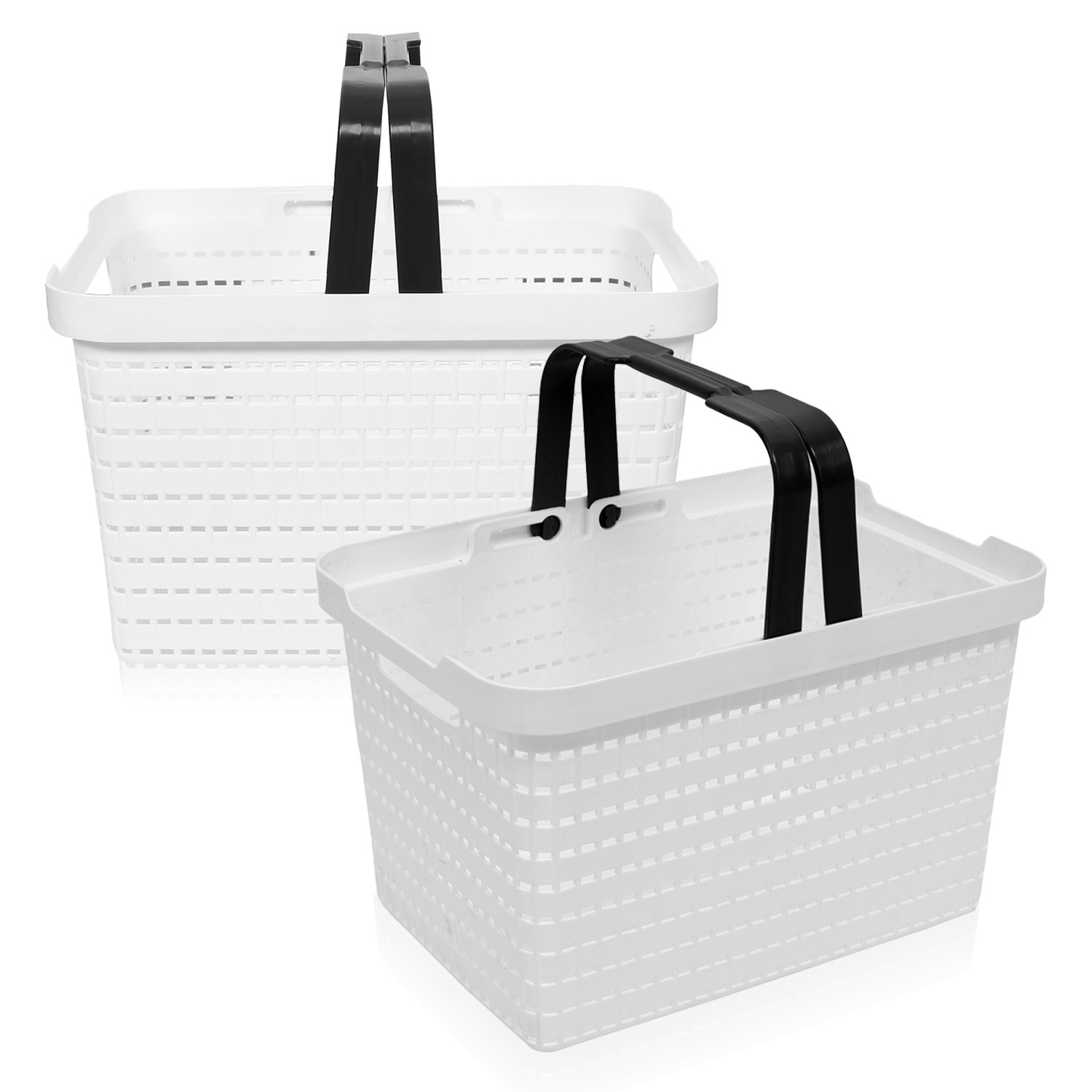 Kuber Industries Basket | Plastic Storage Basket for Fruits | Storage Basket for Picnic | Storage Basket for Kitchen | Stationery Storage Basket | FLORA-333 | Large | White