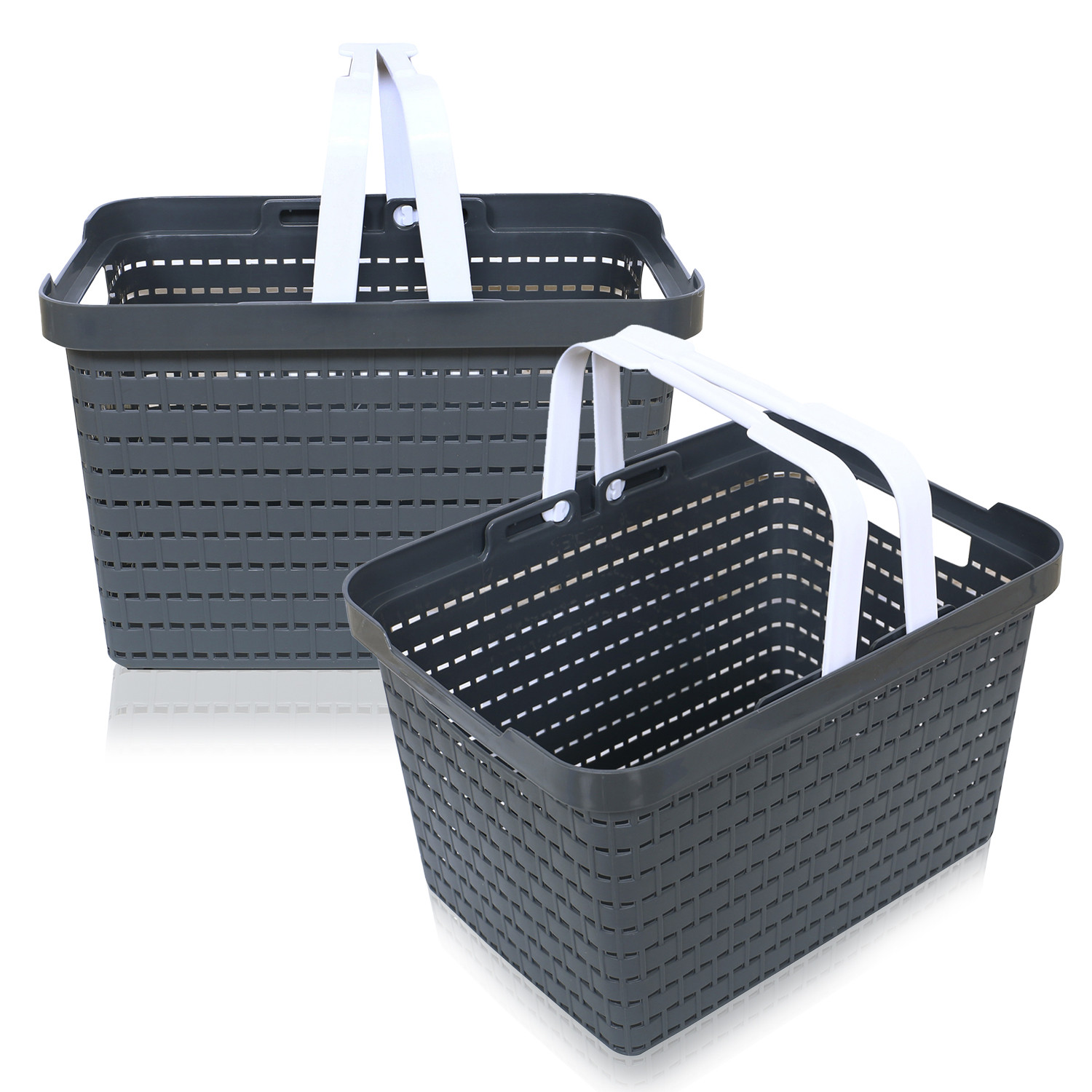 Kuber Industries Basket | Plastic Storage Basket for Fruits | Storage Basket for Picnic | Storage Basket for Kitchen | Stationery Storage Basket | FLORA-333 | Large | Gray