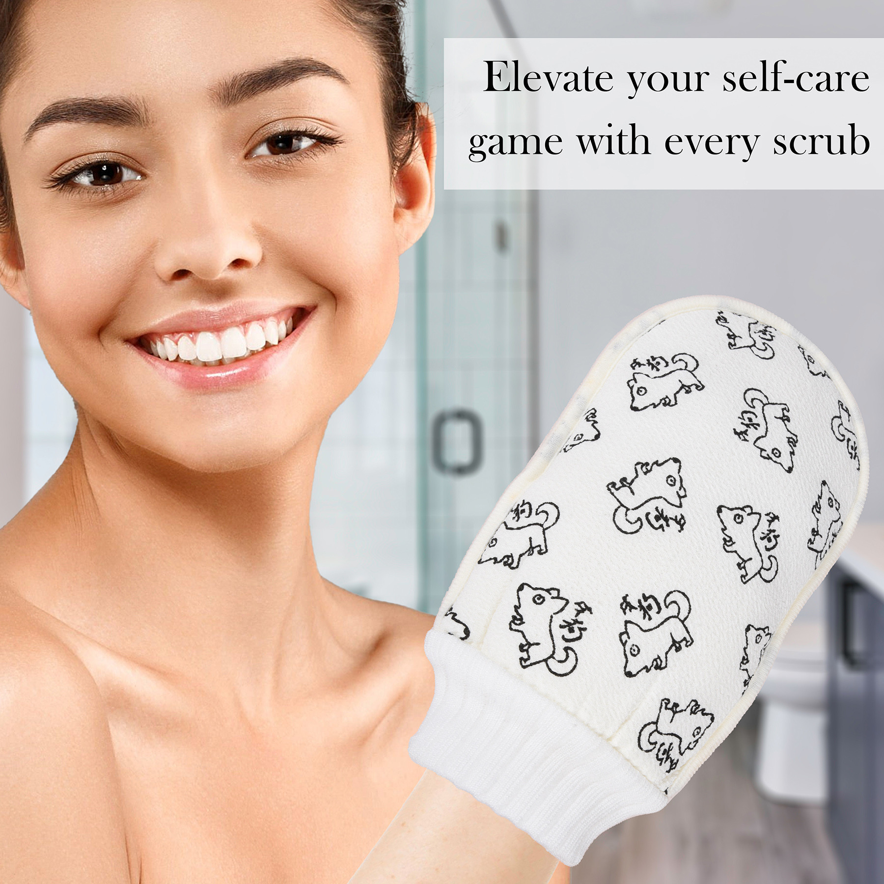 Kuber Industries Bath Scrubing Glove | Dead Skin Cell Remover | Shower Body Scrubber Glove | Body Spa Massage Sponge Glove | Exfoliating Bath Scrub | Body Mitt Glove | Cream