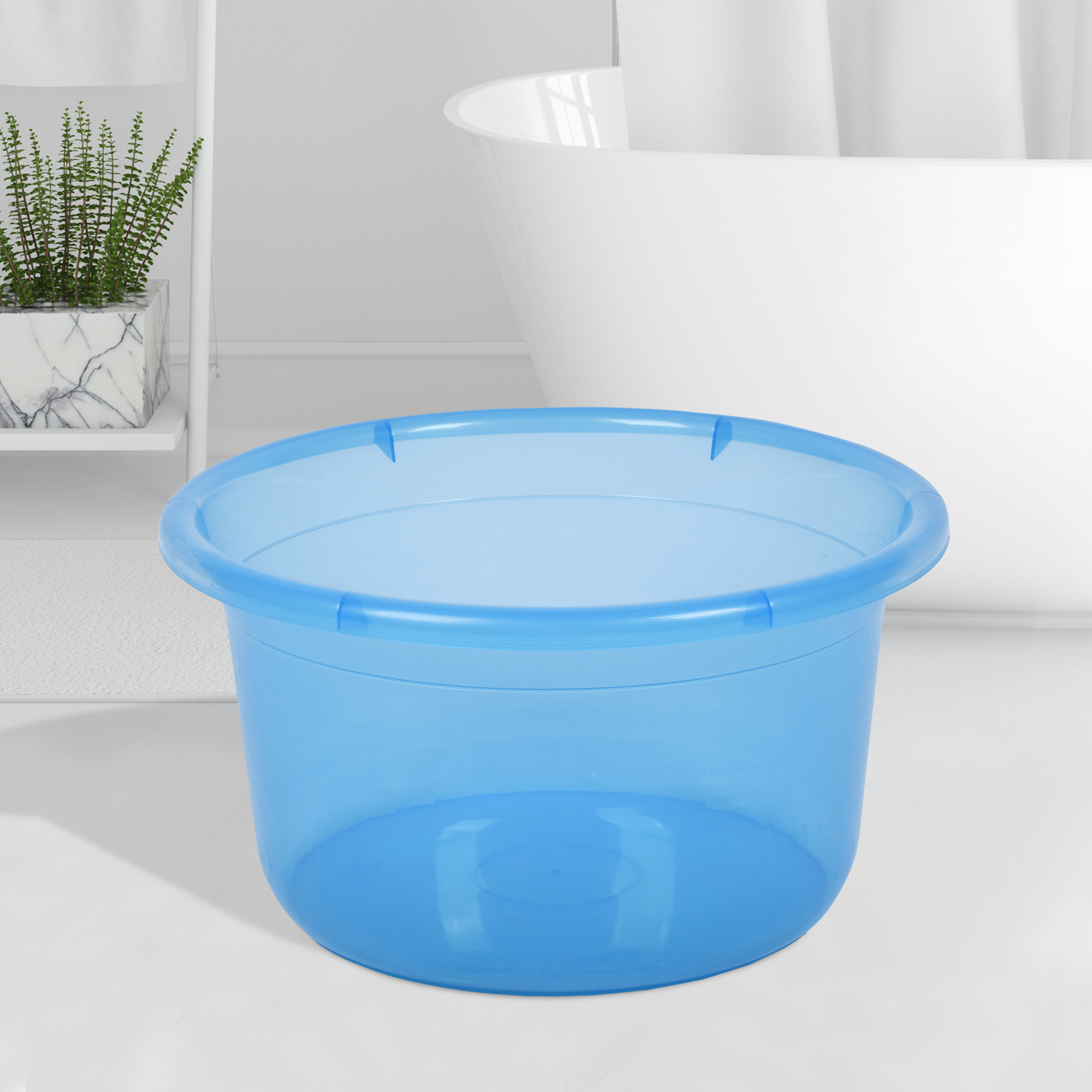 Kuber Industries Bath Tub | Multipurpose Bath Tub | Tub for Bathroom-Feeding Pan-Bathing-Washing Clothes | Washing Tub | Bathroom Tub | Baby Bathing Tub | 25 LTR | Transparent Blue