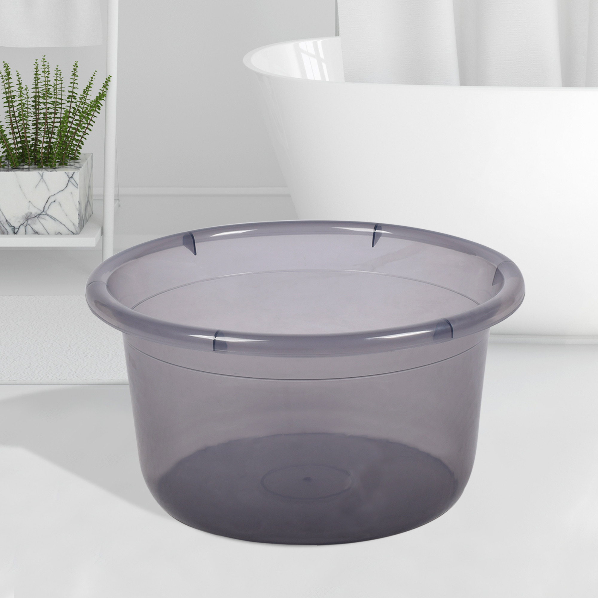 Kuber Industries Bath Tub | Multipurpose Bath Tub | Tub for Bathroom-Feeding Pan-Bathing-Washing Clothes | Washing Tub | Bathroom Tub | Baby Bathing Tub | 25 LTR | Transparent Gray