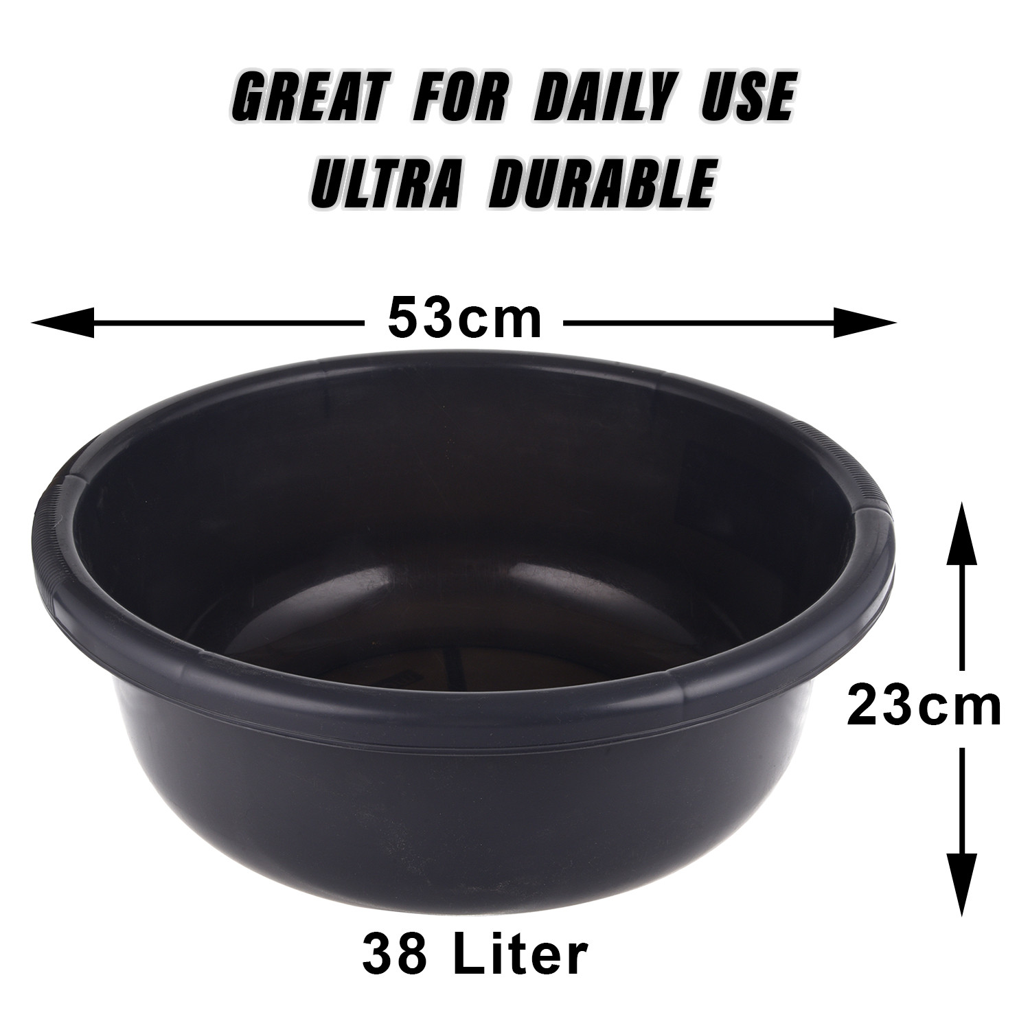 Kuber Industries Bath Tub 38|Versatile Plastic Utility Gaint Tub|Durable Deep Tub for Baby Bathing|Washing Clothes|Feeding Pan|38 Liter|Pack of 2 (Brown & Gray)