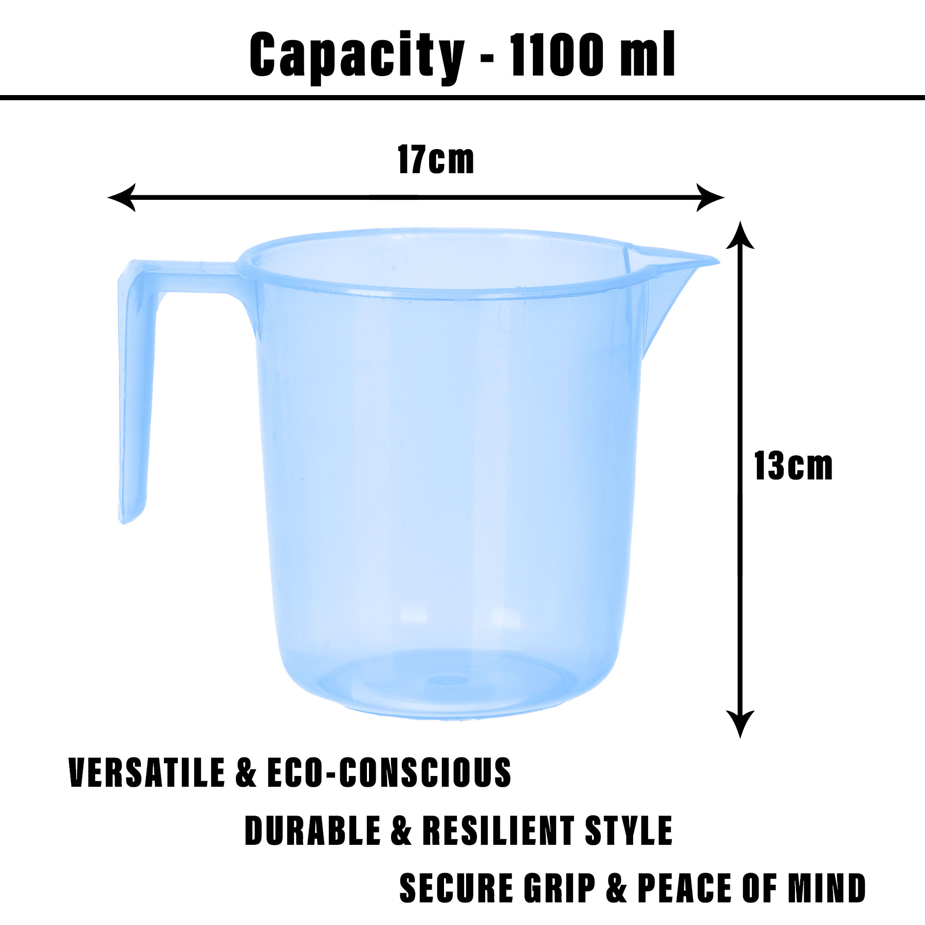 Kuber Industries Bathroom Mug | Multipurpose Bath Rinse Mug for Bathroom | Reusable Bath Mug | Wash Mug for Toilet | Mug for Washroom | 1100 ML | Transparent Blue