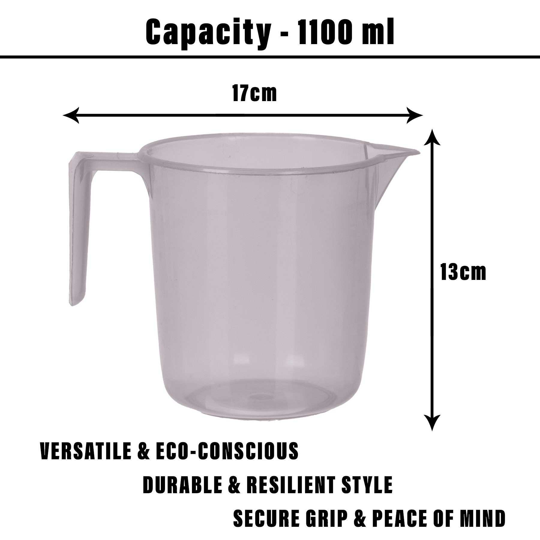 Kuber Industries Bathroom Mug | Multipurpose Bath Rinse Mug for Bathroom | Reusable Bath Mug | Wash Mug for Toilet | Mug for Washroom | 1100 ML | Transparent Gray