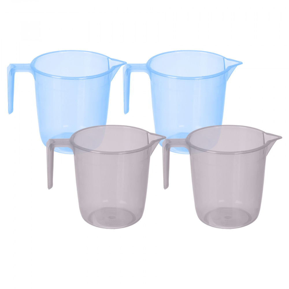 Kuber Industries Bathroom Mug | Multipurpose Bath Rinse Mug for Bathroom | Reusable Bath Mug | Wash Mug for Toilet | Mug for Washroom | 1100 ML | Transparent | Blue &amp; Gray
