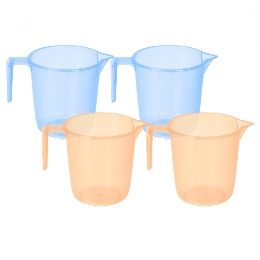 Kuber Industries Bathroom Mug | Multipurpose Bath Rinse Mug for Bathroom | Reusable Bath Mug | Wash Mug for Toilet | Mug for Washroom | 1100 ML | Transparent | Blue &amp; Orange