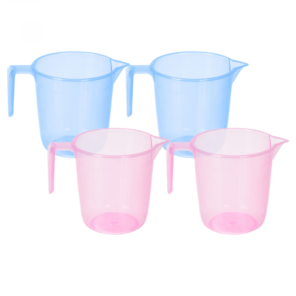 Kuber Industries Bathroom Mug | Multipurpose Bath Rinse Mug for Bathroom | Reusable Bath Mug | Wash Mug for Toilet | Mug for Washroom | 1100 ML | Transparent | Blue &amp; Pink