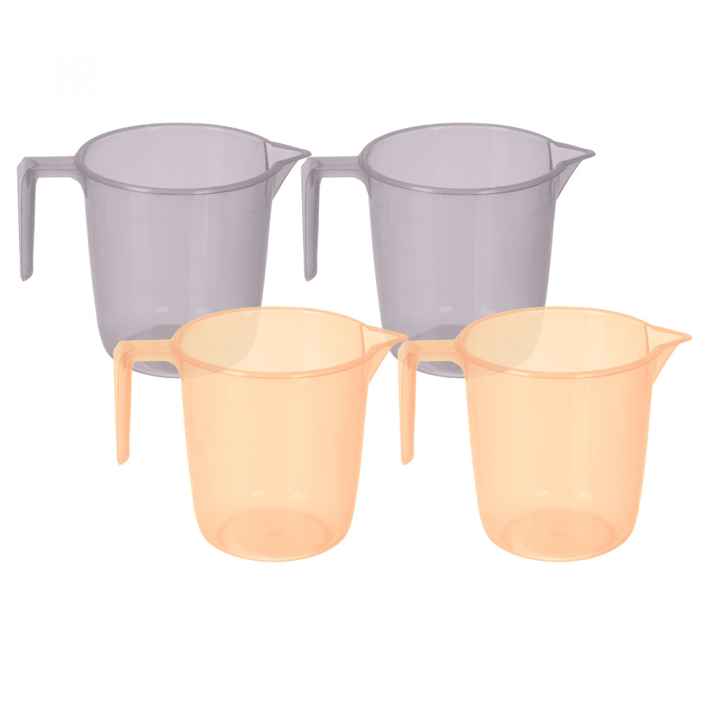Kuber Industries Bathroom Mug | Multipurpose Bath Rinse Mug for Bathroom | Reusable Bath Mug | Wash Mug for Toilet | Mug for Washroom | 1100 ML | Transparent | Gray &amp; Orange