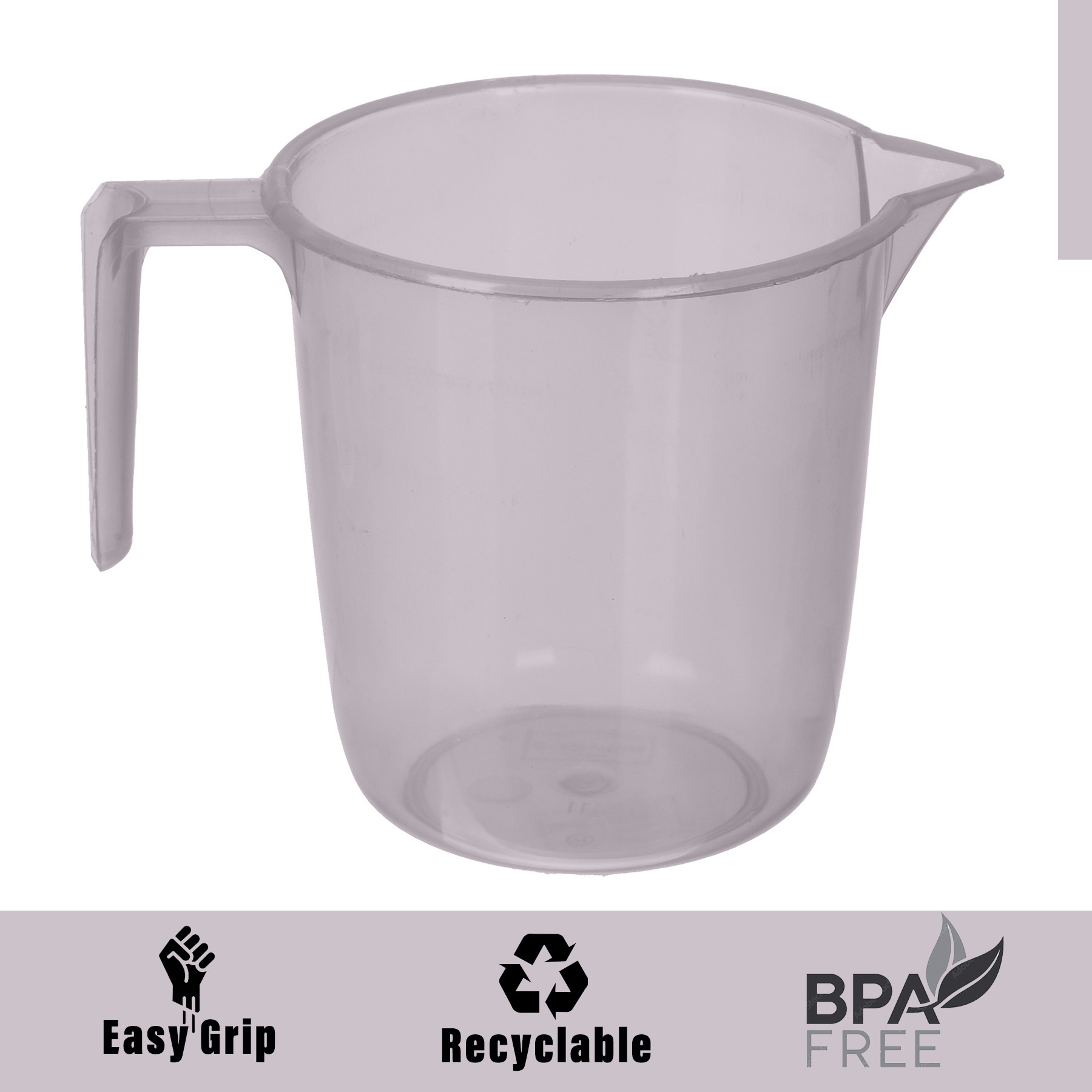 Kuber Industries Bathroom Mug | Multipurpose Bath Rinse Mug for Bathroom | Reusable Bath Mug | Wash Mug for Toilet | Mug for Washroom | 1100 ML | Transparent | Gray & Orange