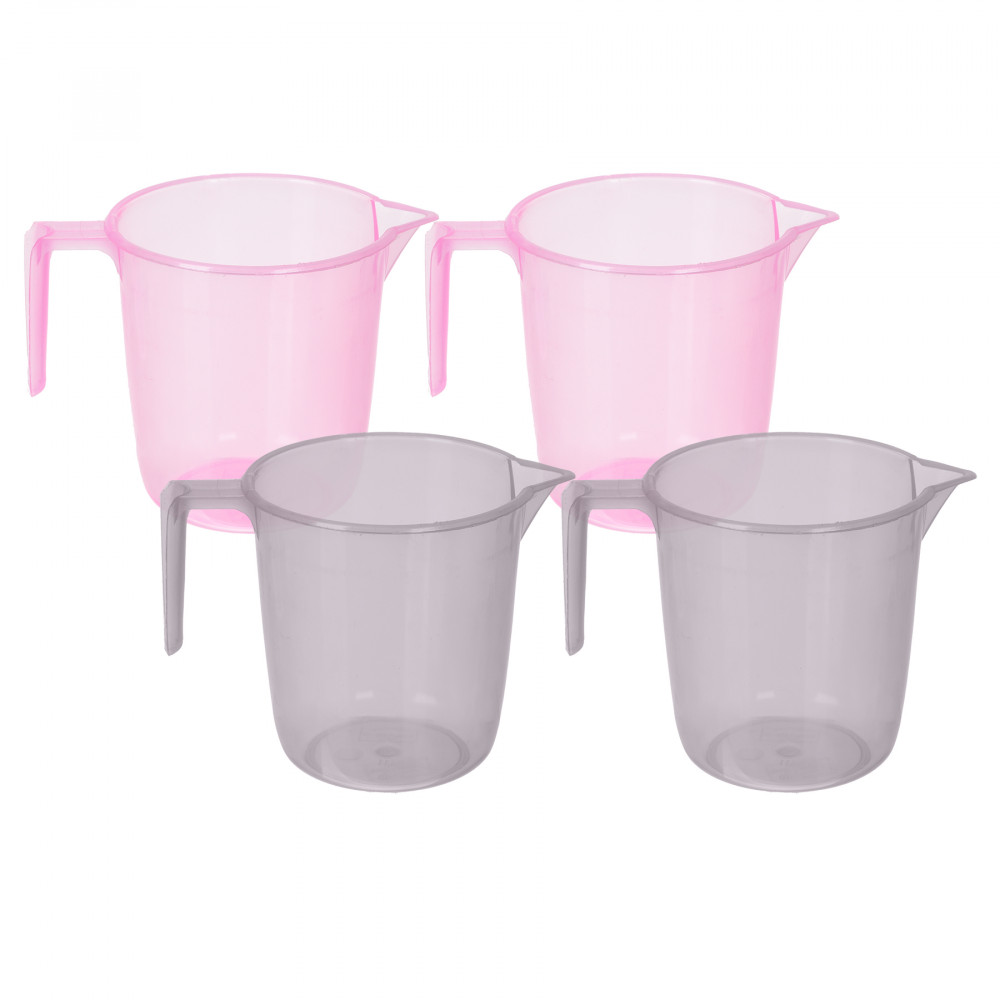 Kuber Industries Bathroom Mug | Multipurpose Bath Rinse Mug for Bathroom | Reusable Bath Mug | Wash Mug for Toilet | Mug for Washroom | 1100 ML | Transparent | Pink &amp; Gray