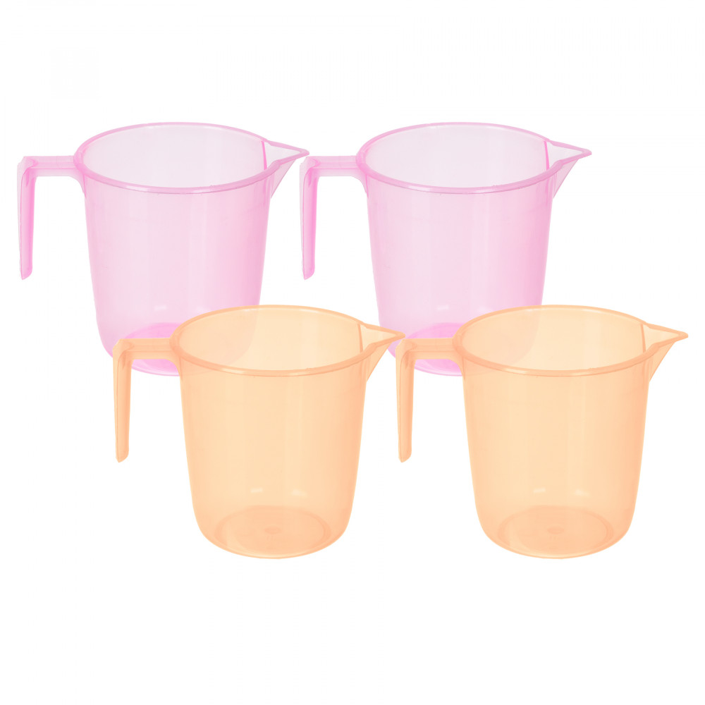 Kuber Industries Bathroom Mug | Multipurpose Bath Rinse Mug for Bathroom | Reusable Bath Mug | Wash Mug for Toilet | Mug for Washroom | 1100 ML | Transparent | Pink &amp; Orange