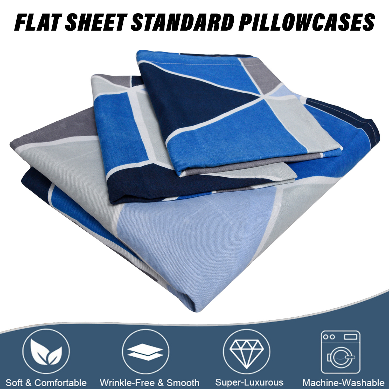 Kuber Industries Bedsheet | Cotton Double Bedsheet with 2 Pillow Covers | 144 TC Zig Zag Design Bedsheet for Bedroom | Bedsheet for Living Room | 90x100 Inch | Blue