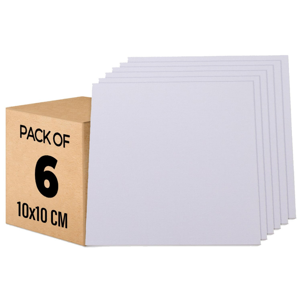 Kuber Industries Blank Cotton Canvas Boards for Painting &quot;10x10&quot; CM Pack of 6 (White)