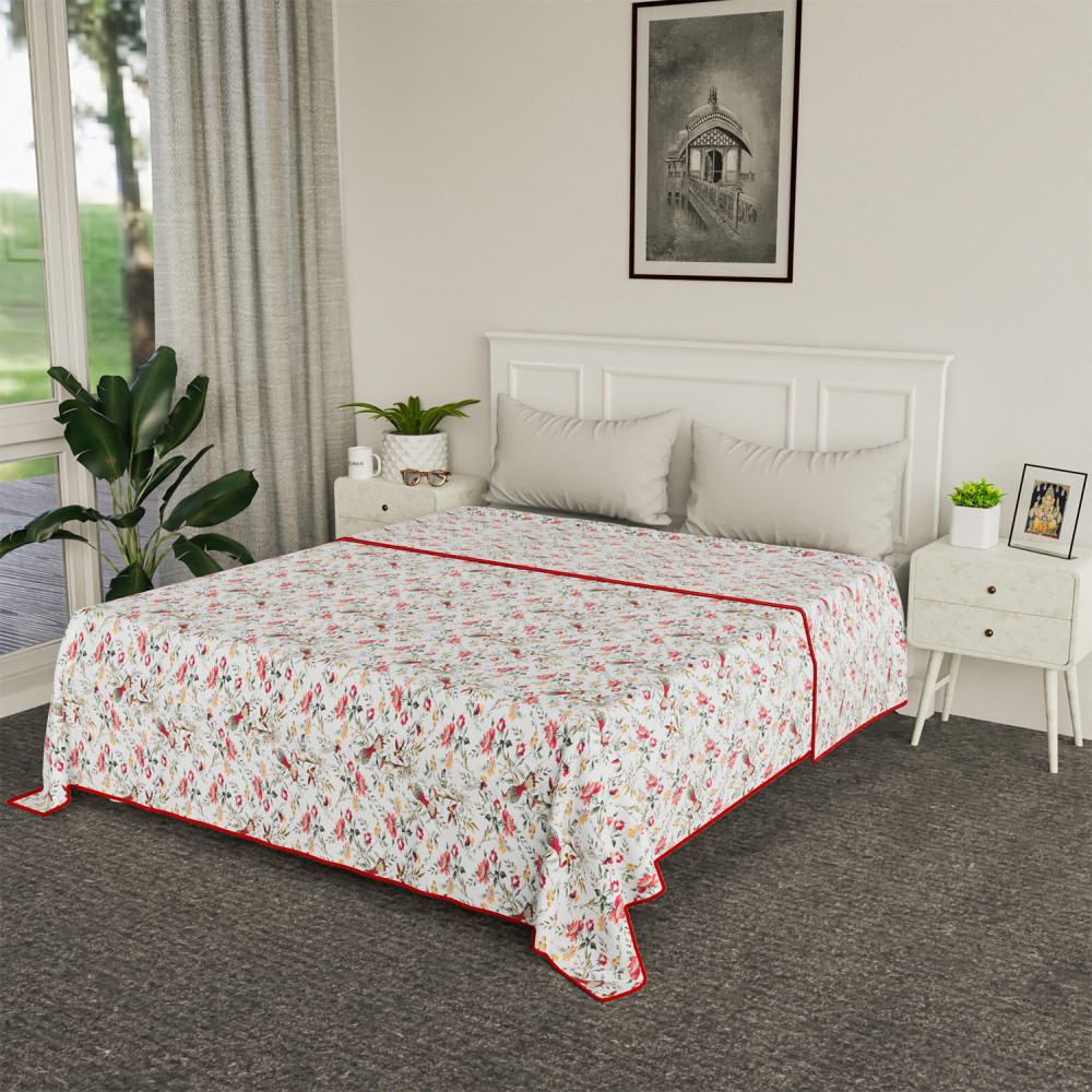 Kuber Industries Blanket | Cotton Double Bed Dohar | Blanket For Home | Reversible AC Blanket For Travelling | Blanket For Summer | Blanket For Winters | Leaf Print | Pink