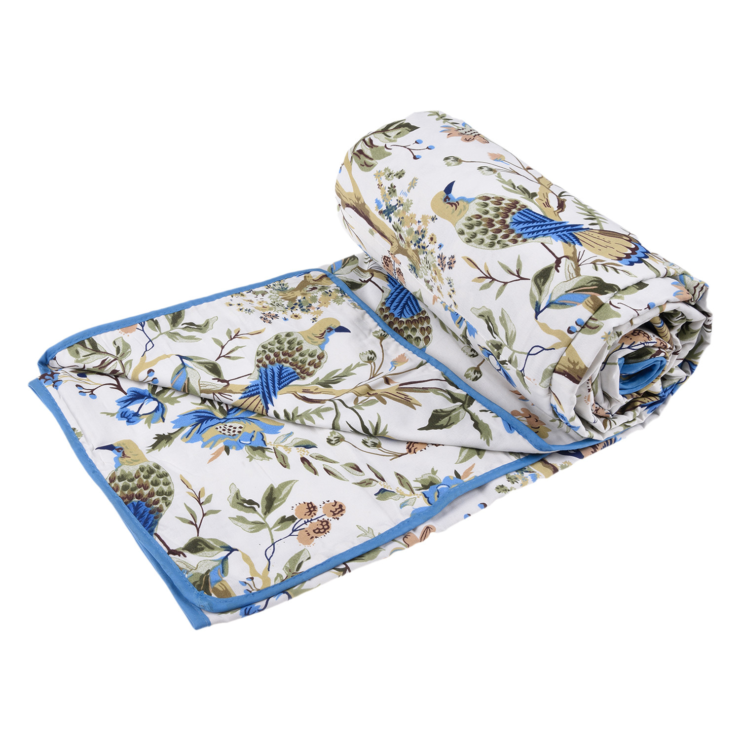 Kuber Industries Blanket | Cotton Double Bed Dohar | Blanket For Home | Reversible AC Blanket For Travelling | Blanket For Summer | Blanket For Winters | Leaf Print | Gray