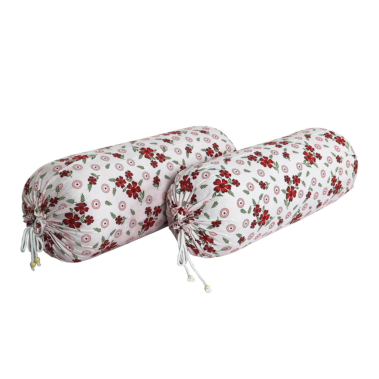 Kuber Industries Bolster Covers | Soft Cotton Bolster Cover Set | Diwan Round Bolster Pillow Covers |  Maroon Flower Print Roll Masand Cover | 16x32 Inch |Pink