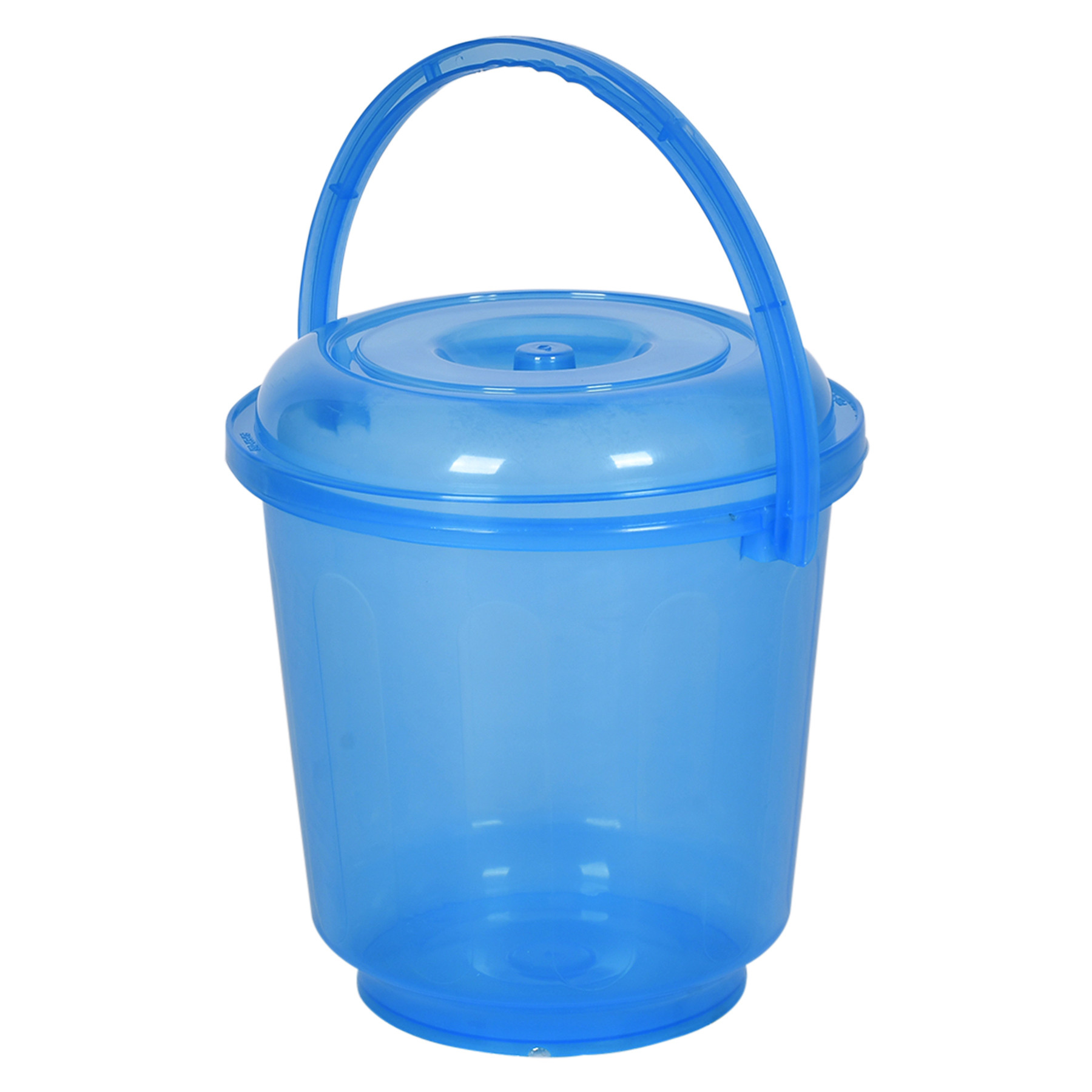Kuber Industries Bucket | Bathroom Bucket | Utility Bucket for Daily Use | Bucket for Bathing | Water Storage Bucket | Bucket with Handle & Lid | 13 LTR | SUPER-013 | Transparent Blue