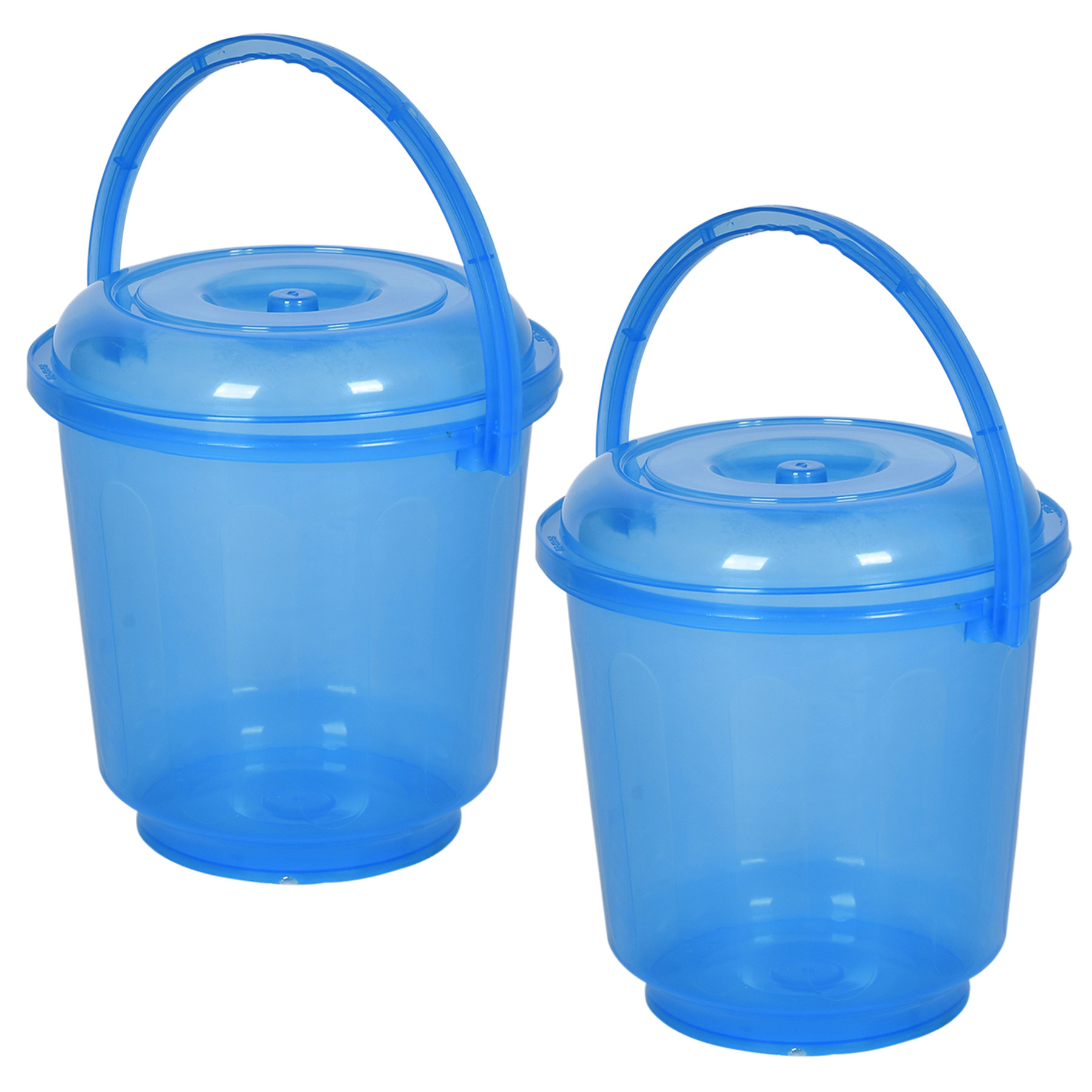 Kuber Industries Bucket | Bathroom Bucket | Utility Bucket for Daily Use | Bucket for Bathing | Water Storage Bucket | Bucket with Handle & Lid | 13 LTR | SUPER-013 | Transparent Blue