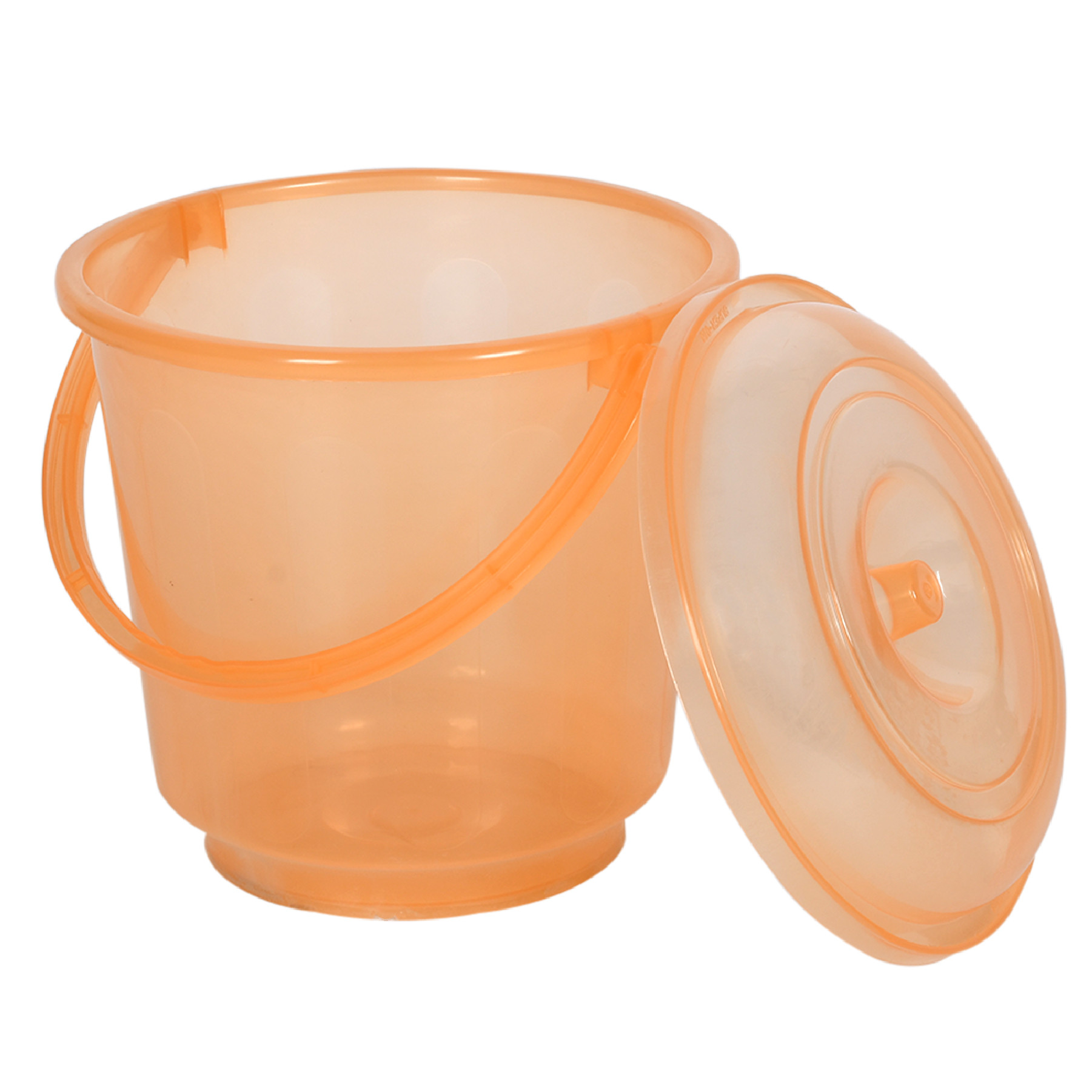 Kuber Industries Bucket | Bathroom Bucket | Utility Bucket for Daily Use | Bucket for Bathing | Water Storage Bucket | Bucket with Handle & Lid | 13 LTR | SUPER-013 | Transparent Orange