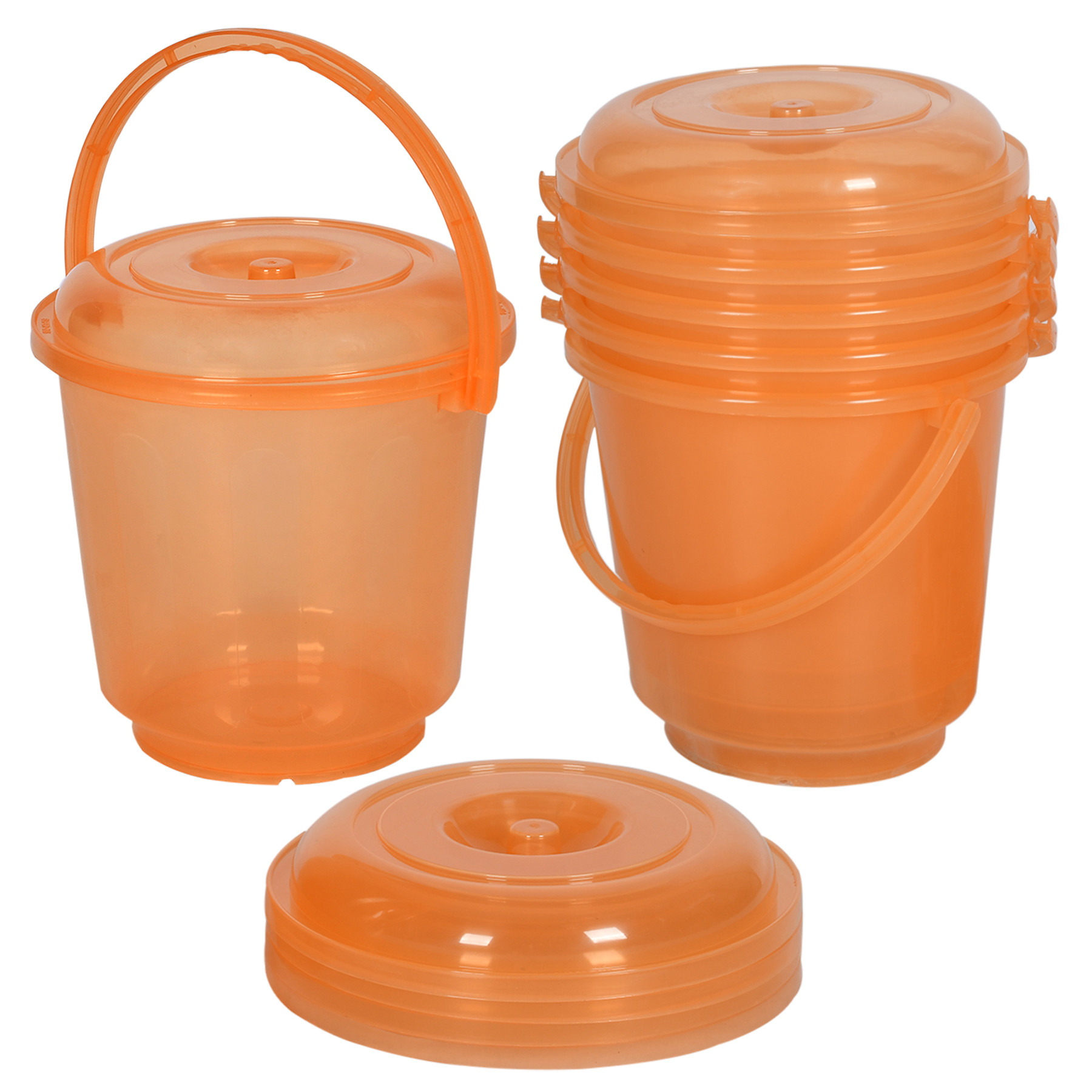 Kuber Industries Bucket | Bathroom Bucket | Utility Bucket for Daily Use | Bucket for Bathing | Water Storage Bucket | Bucket with Handle & Lid | 13 LTR | SUPER-013 | Transparent Orange