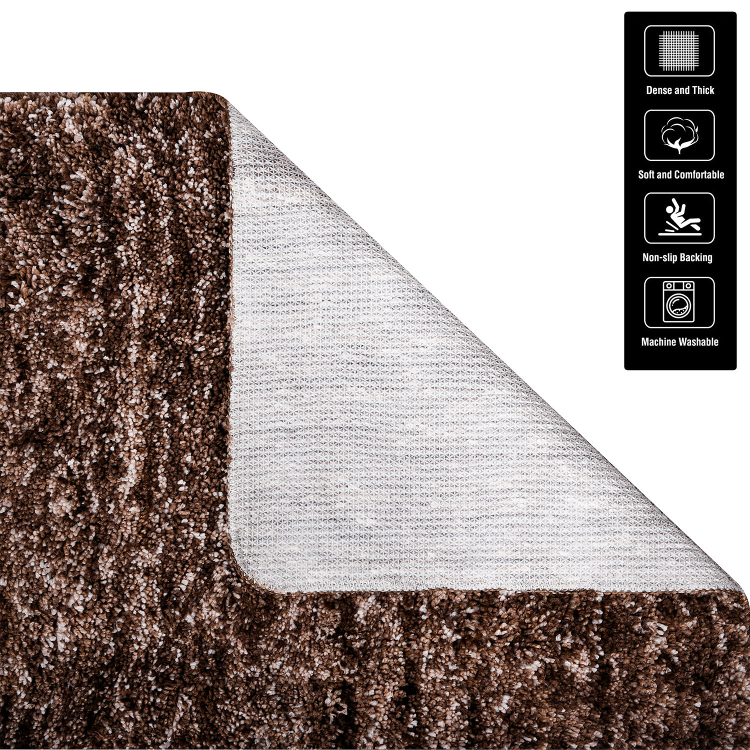 Kuber Industries Carpet | Shaggy Carpet for Living Room | Fluffy Carpet for Bedroom | Lexus Home Decor Carpet | Floor Carpet Rug | Non-Slip Bedside Rug | 3x5 Feet | Brown
