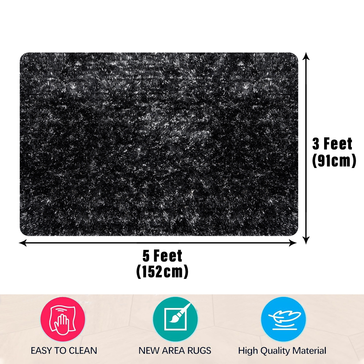 Kuber Industries Carpet | Shaggy Carpet for Living Room | Fluffy Carpet for Bedroom | Lexus Home Decor Carpet | Floor Carpet Rug | Non-Slip Bedside Rug | 3x5 Feet | Gray