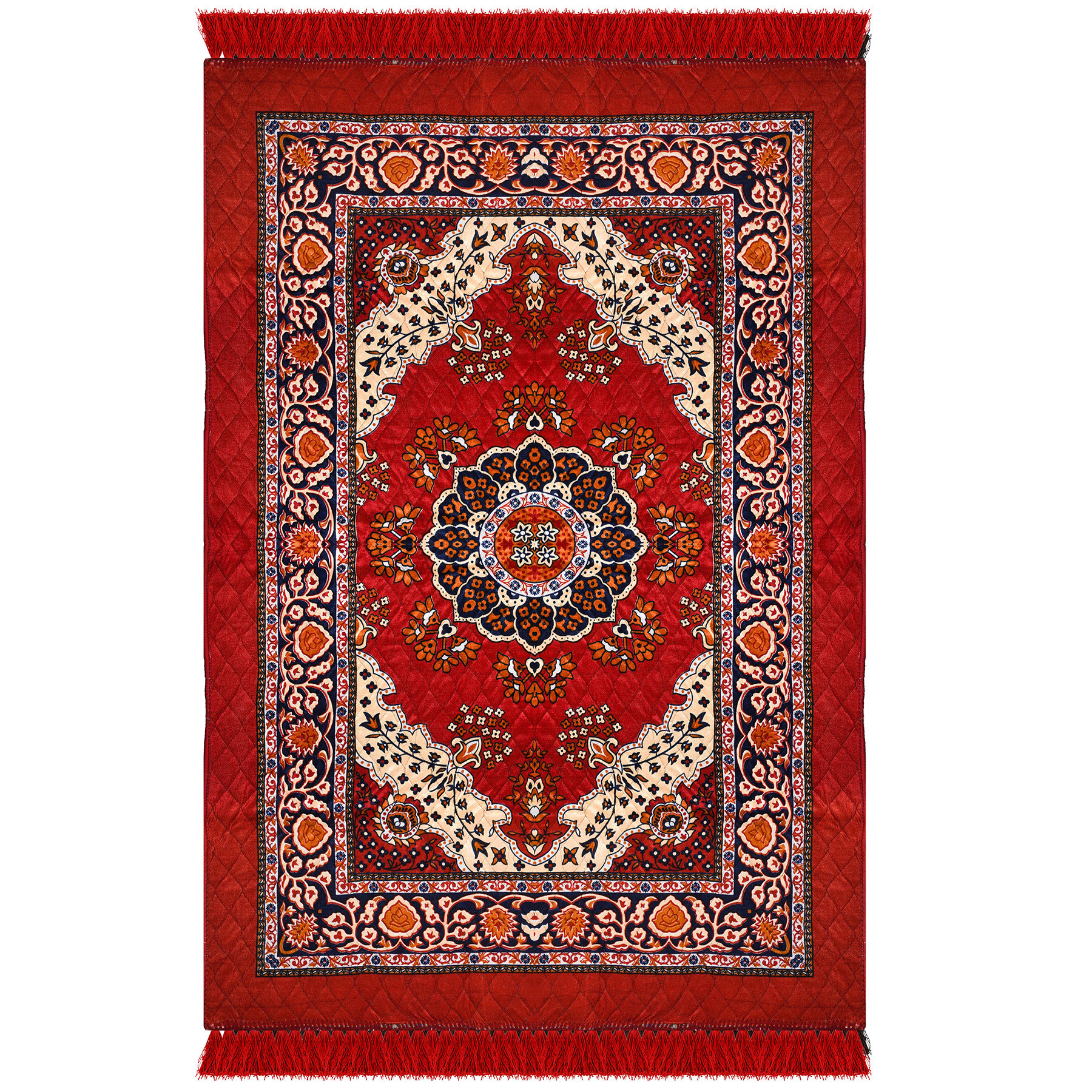 Kuber Industries Carpet | Velvet Carpet-Rug for Home Décor | Carpet Rug for Bedroom | Carpet for Living Room | Prayer-Yoga Mat | Carpet for Hall | 4x6 Ft | Red