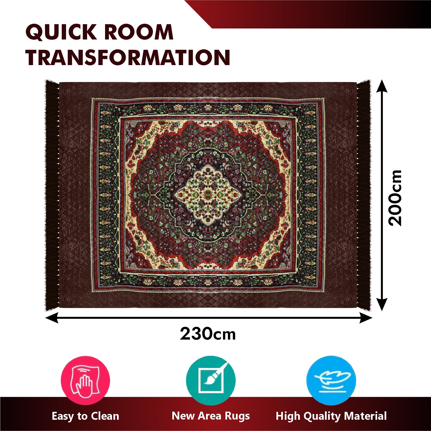 Kuber Industries Carpet | Velvet Carpet-Rug for Home Décor | Carpet Rug for Bedroom | Printed Carpet for Living Room | Prayer-Yoga Mat | Carpet for Hall | 6.5x7.5 Ft | Brown