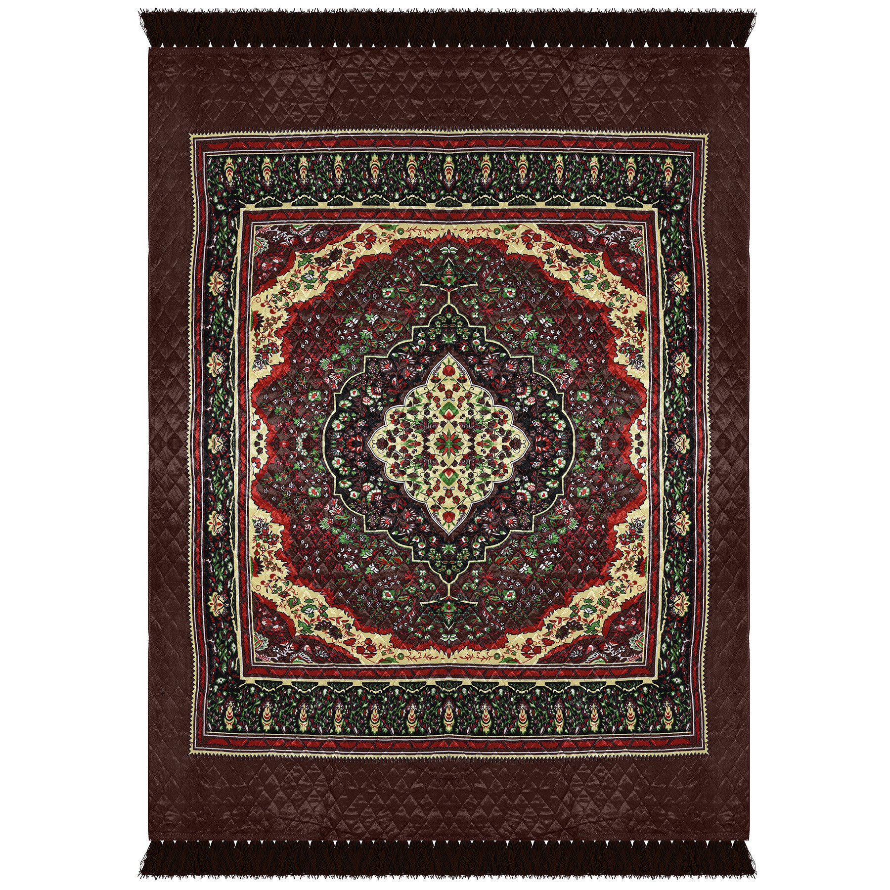 Kuber Industries Carpet | Velvet Carpet-Rug for Home Décor | Carpet Rug for Bedroom | Printed Carpet for Living Room | Prayer-Yoga Mat | Carpet for Hall | 6.5x7.5 Ft | Brown