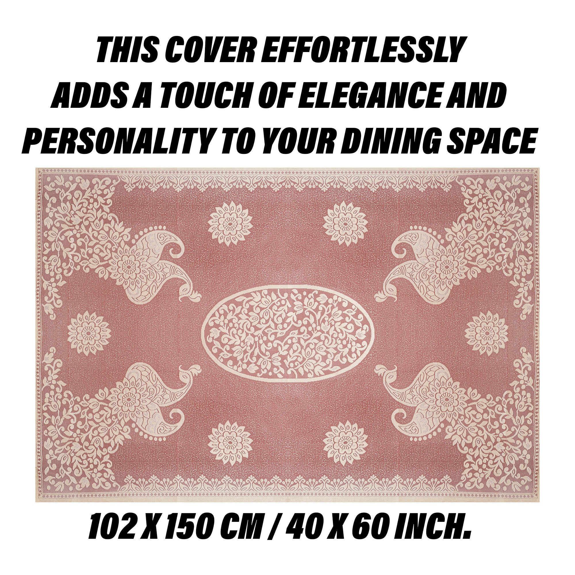 Kuber Industries Center Table Cover | 4-Seater Table Cover | Net Tabletop Cover | Kitchen Table Cloth | Table Protector Cover | Peacock-Design | 40x60 Inch | CTC | Maroon