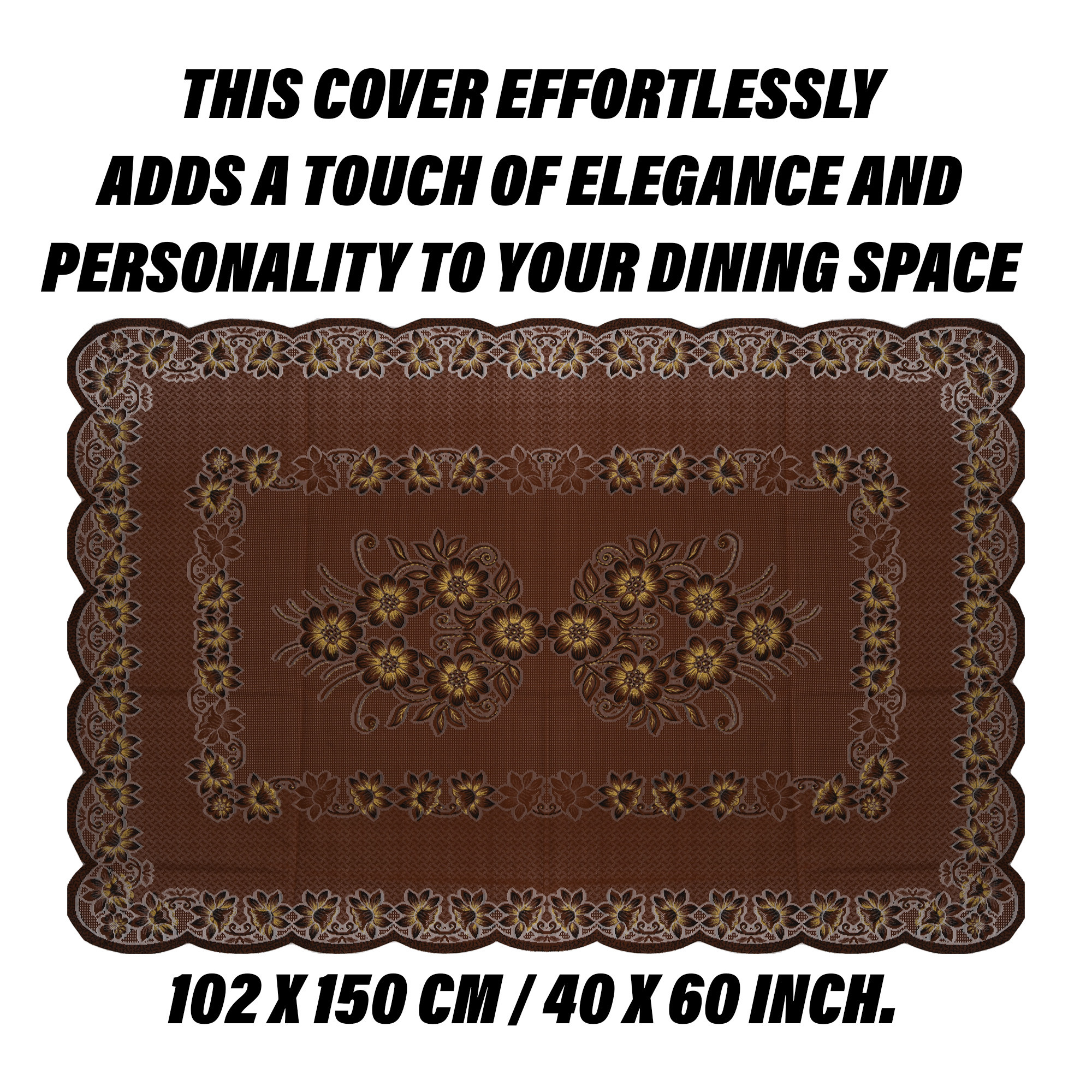 Kuber Industries Center Table Cover | 4-Seater Table Cover | Net Tabletop Cover | Kitchen Table Cloth | Table Protector Cover | Dezzy Painting-Design | 40x60 Inch | CTC | Brown