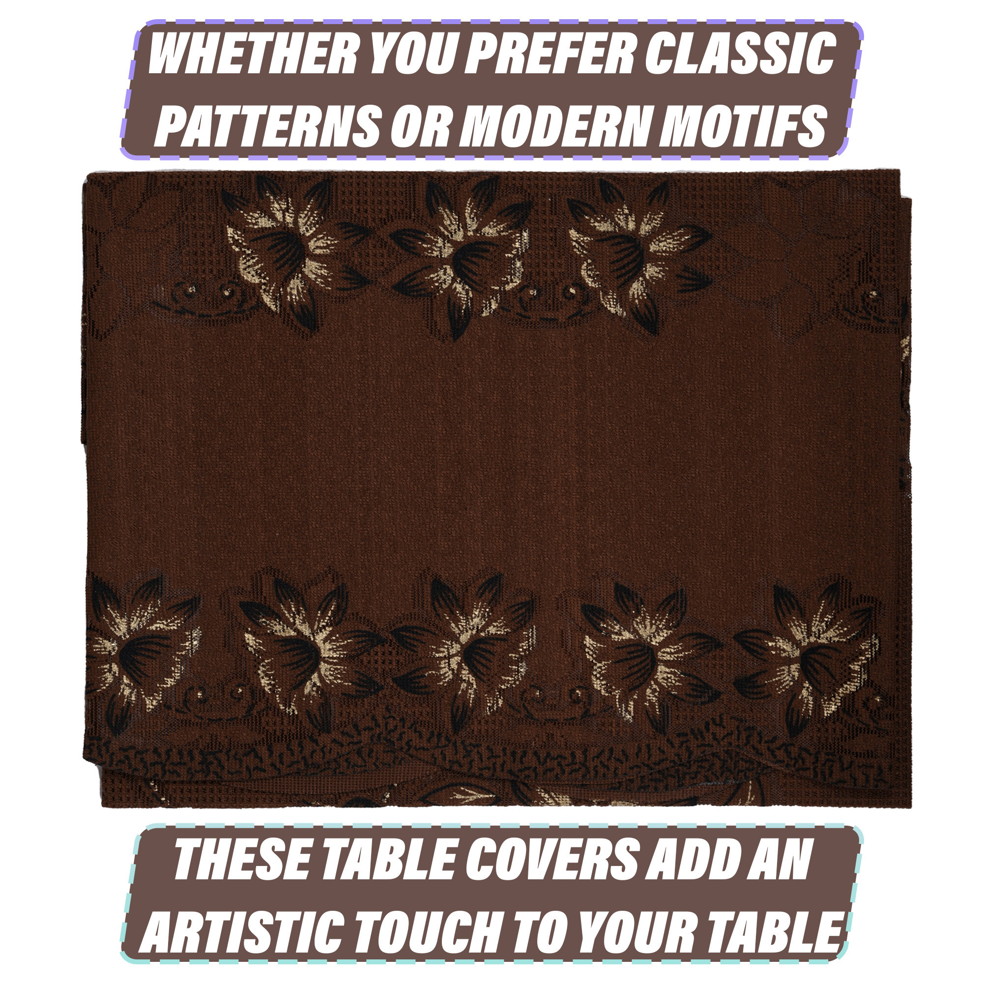 Kuber Industries Center Table Cover | 4-Seater Table Cover | Net Tabletop Cover | Kitchen Table Cloth | Table Protector Cover | Dezzy Painting-Design | 40x60 Inch | CTC | Brown