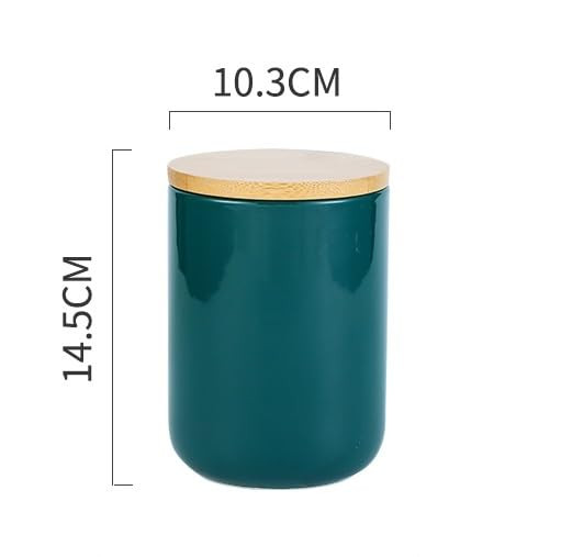 Kuber Industries Ceramic Jar | Food Storage Jar | Kitchen Storage Jar | Round Jar for Home | Sugar Storage Jar | Airtight Bamboo Lid | YX06-M-GN | 800 ML | Green