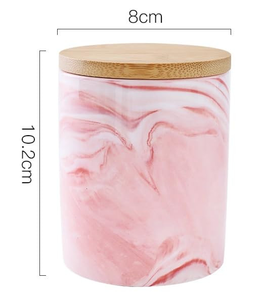 Kuber Industries Ceramic Jar | Food Storage Jar | Kitchen Storage Jar | Round Jar for Home | Sugar Storage Jar | Airtight Bamboo Lid | YX09-M-PK | 400 ML | Pink