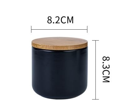 Kuber Industries Ceramic Jar | Food Storage Jar | Kitchen Storage Jar | Round Jar for Home | Sugar Storage Jar | Airtight Bamboo Lid | YX05-S-BK | 260 ML | Black