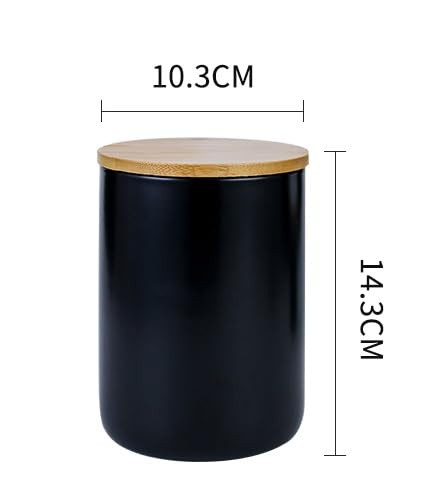 Kuber Industries Ceramic Jar | Food Storage Jar | Kitchen Storage Jar | Round Jar for Home | Sugar Storage Jar | Airtight Bamboo Lid | YX08-3-BK | 3 Piece Set | 260 | 800 | 1000 ML | Black