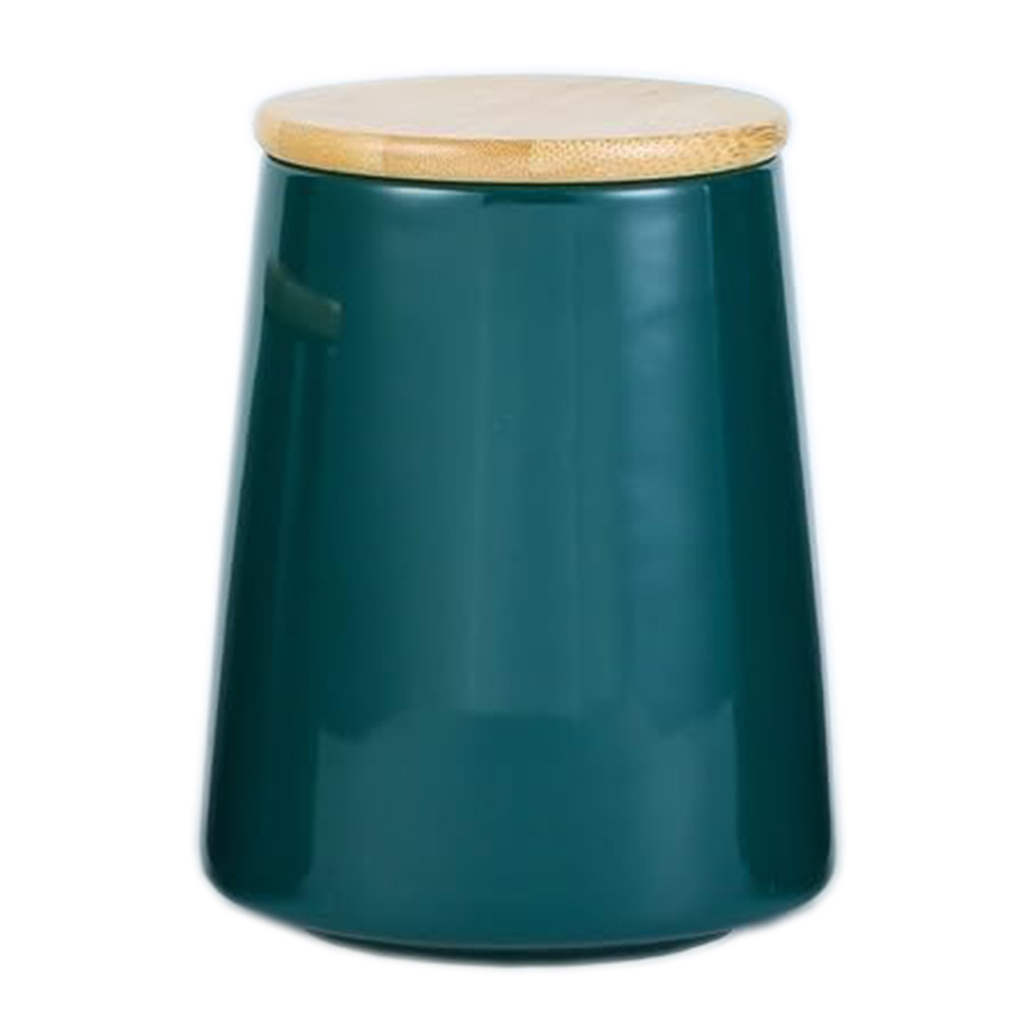 Kuber Industries Ceramic Jar | Food Storage Jar | Kitchen Storage Jar | Round Jar for Home | Sugar Storage Jar | Airtight Bamboo Lid | YX02-M-GN | 700 ML | Green