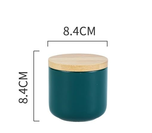 Kuber Industries Ceramic Jar | Food Storage Jar | Kitchen Storage Jar | Round Jar for Home | Sugar Storage Jar | Airtight Bamboo Lid | YX05-S-GN | 260 ML | Green