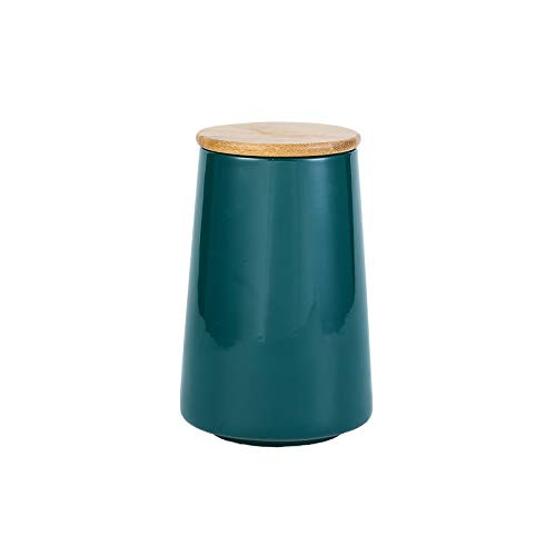 Kuber Industries Ceramic Jar | Food Storage Jar | Kitchen Storage Jar | Round Jar for Home | Sugar Storage Jar | Airtight Bamboo Lid | YX03-L-GN | 850 ML | Green