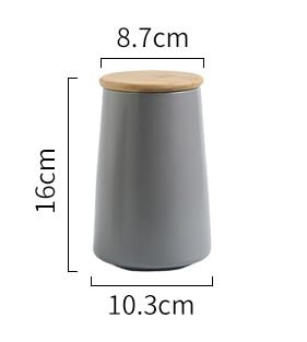 Kuber Industries Ceramic Jar | Food Storage Jar | Kitchen Storage Jar | Round Jar for Home | Sugar Storage Jar | Airtight Bamboo Lid | YX03-L-GY | 850 ML | Gray