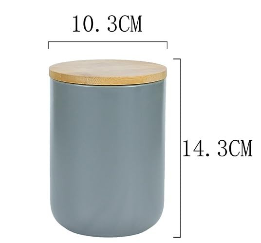 Kuber Industries Ceramic Jar | Food Storage Jar | Kitchen Storage Jar | Round Jar for Home | Sugar Storage Jar | Airtight Bamboo Lid | YX06-M-GY | 800 ML | Gray
