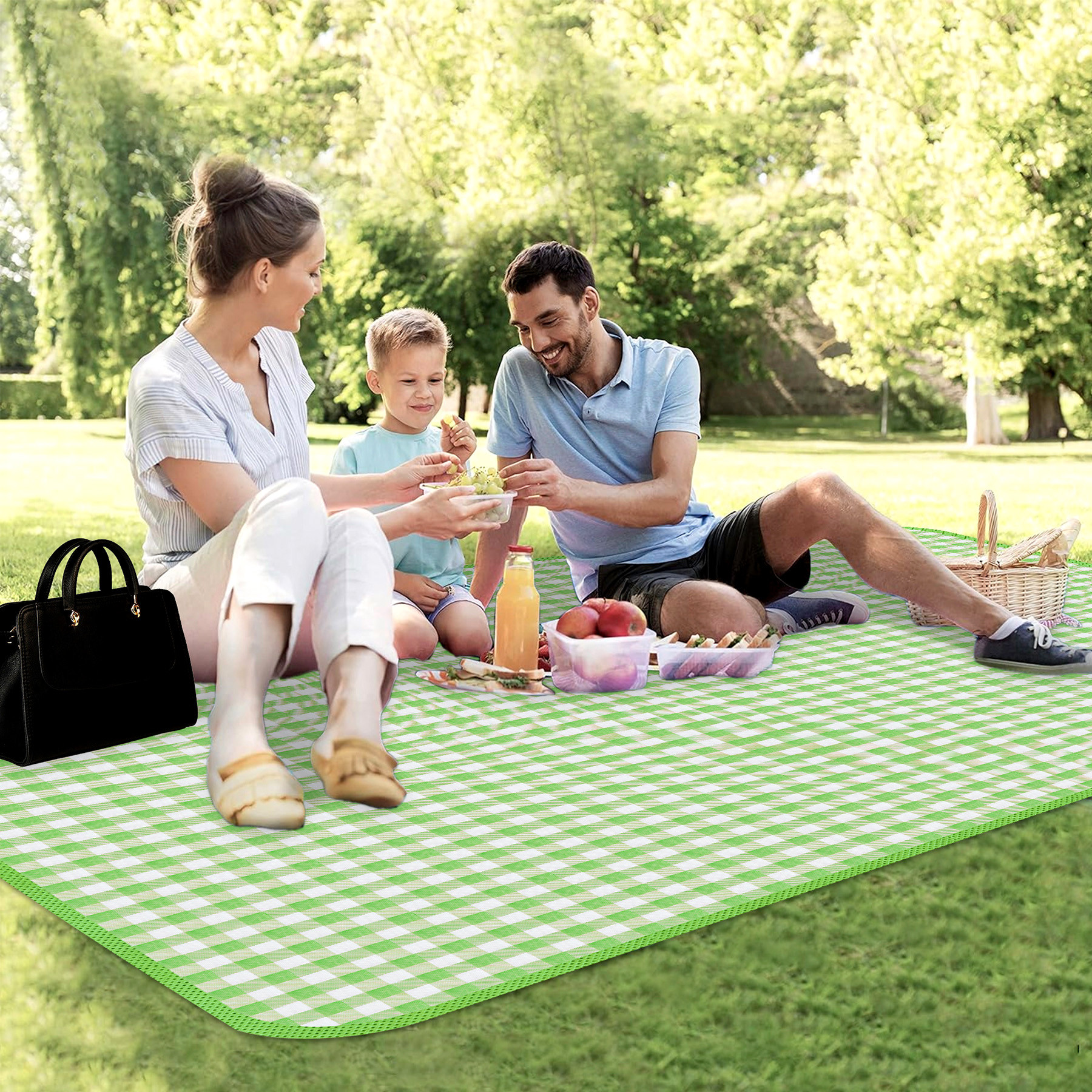 Kuber Industries Chatai Mat | Foldable Chatai for Travel | Sleeping Mat for Floor | Bedsheet & Mattress Protector | Floor Chatai Mat for Yoga | Chatai for Picnic | Check-Design | Green