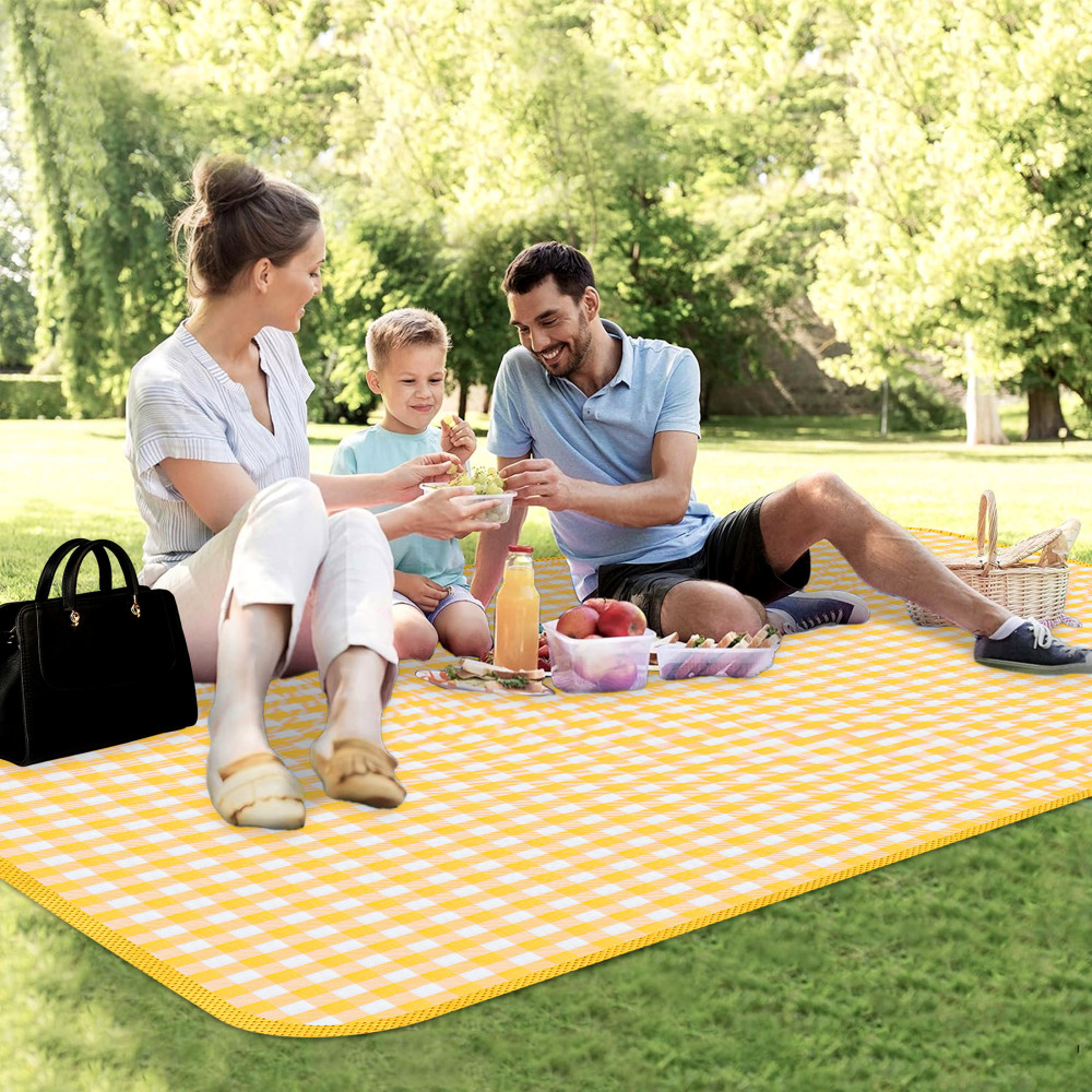 Kuber Industries Chatai Mat | Foldable Chatai for Travel | Sleeping Mat for Floor | Bedsheet &amp; Mattress Protector | Floor Chatai Mat for Yoga | Chatai for Picnic | Check-Design | Yellow
