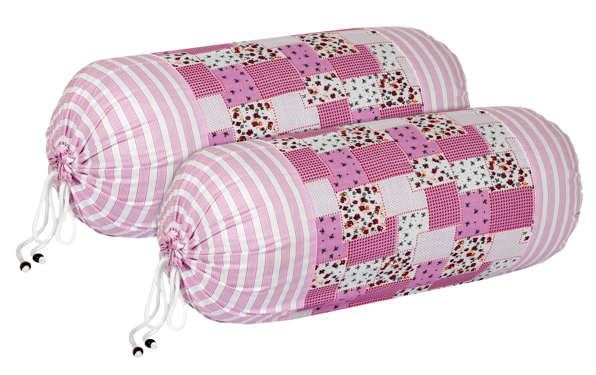 Kuber Industries Check Design Premium Cotton Bolster Covers, 16 x 30 inch,(Pink)