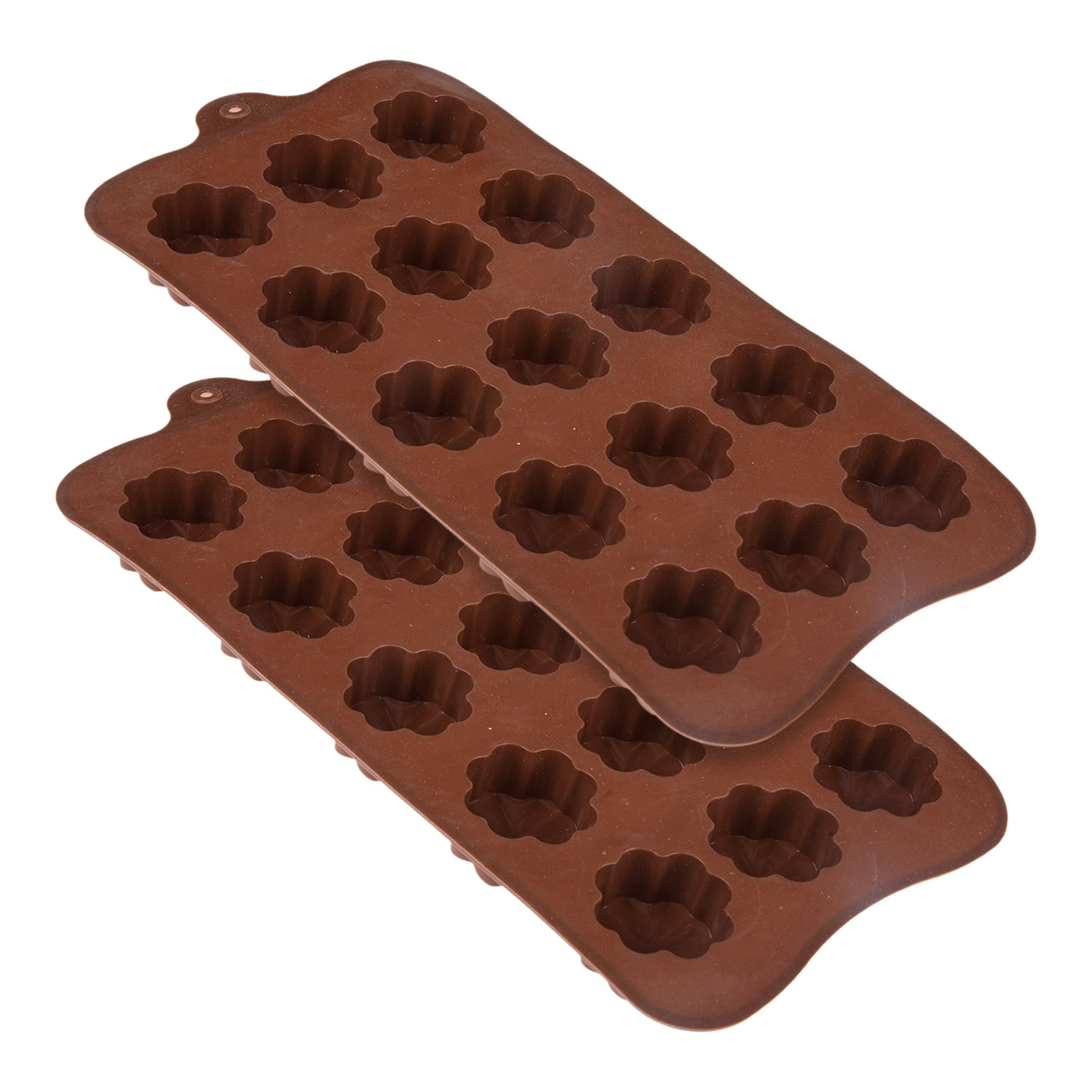 Kuber Industries Chocolate Mould | Silicone Cookies Mould Cake | Chocolate Cookies Tray | Flower Chocolate Mould Tray | Non-Stick Cookies Moulds | Candy Mold Tray | Brown