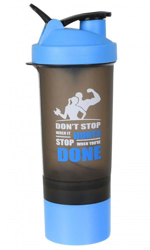 Kuber Industries Classic Shaker Bottle Perfect for Protein Shakes and Pre Workout with Pill Organizer and Storage for Protein Powder (Blue)