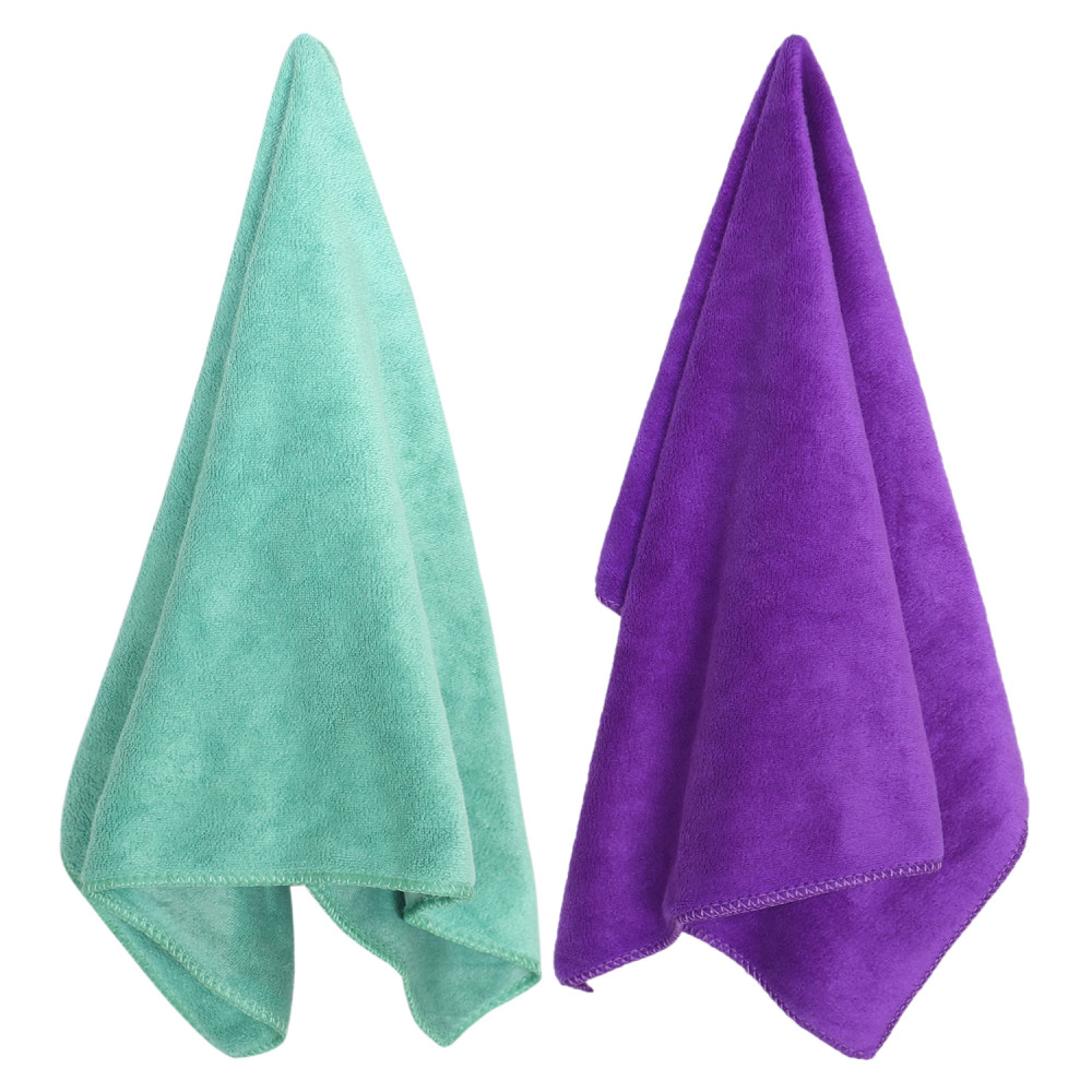 Kuber Industries Cleaning Cloths|Microfiber Highly Absorbent Wash Towels for Kitchen,Car,Window,24 x 16 Inch,Pack of 2 (Green &amp; Purple)